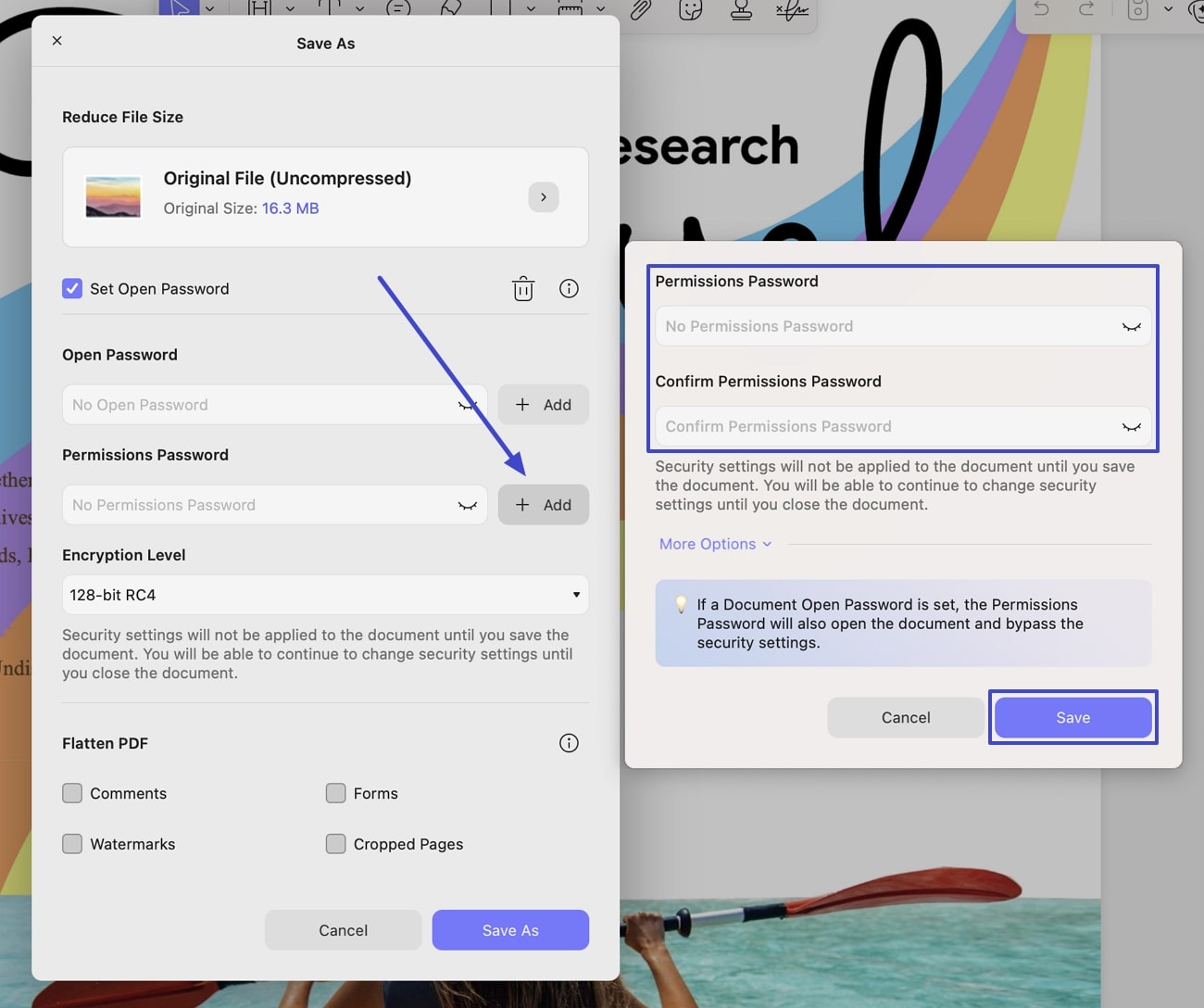 toestemming wachtwoord instellen updf mac