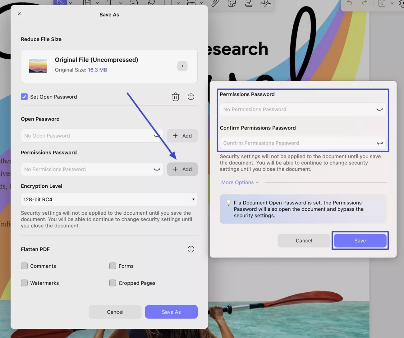 set permission password updf mac