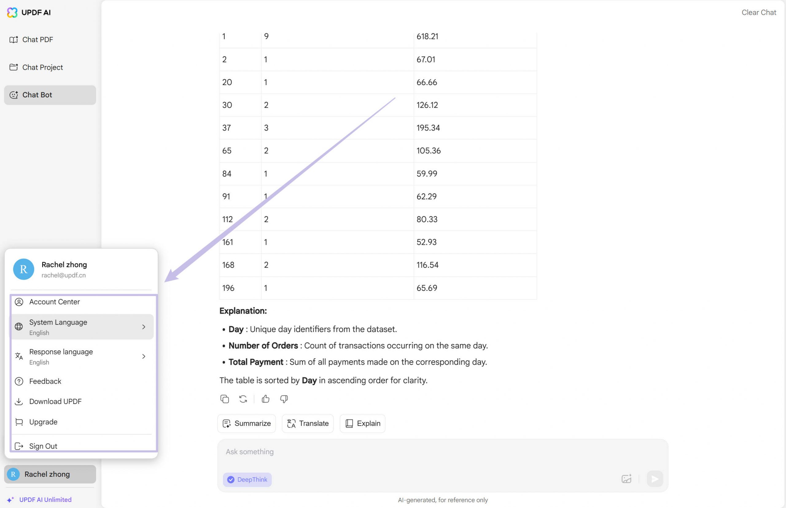 settings updf ai online 2