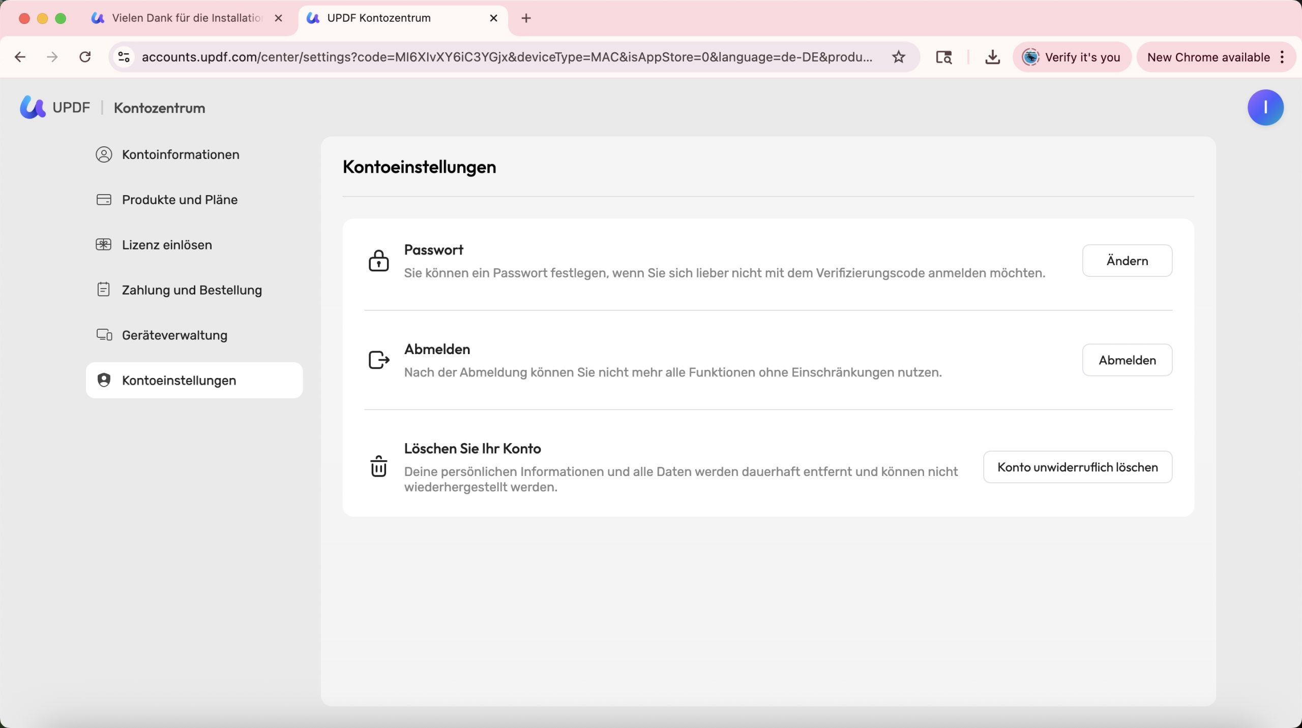 Kontoeinstellungen
