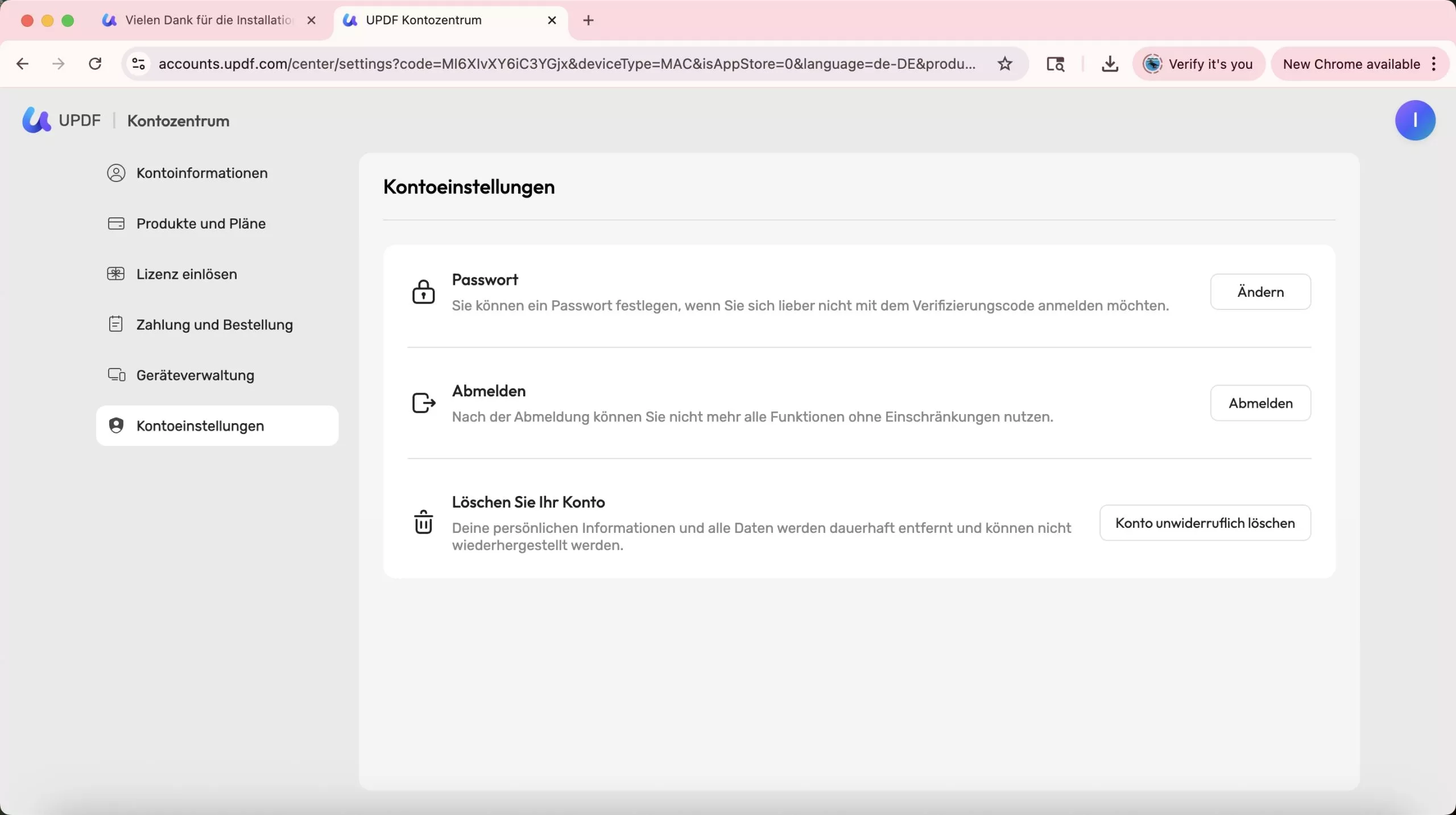 Kontoeinstellungen