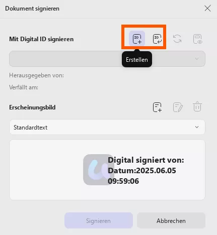Digitale Signatur zu PDF hinzufügen