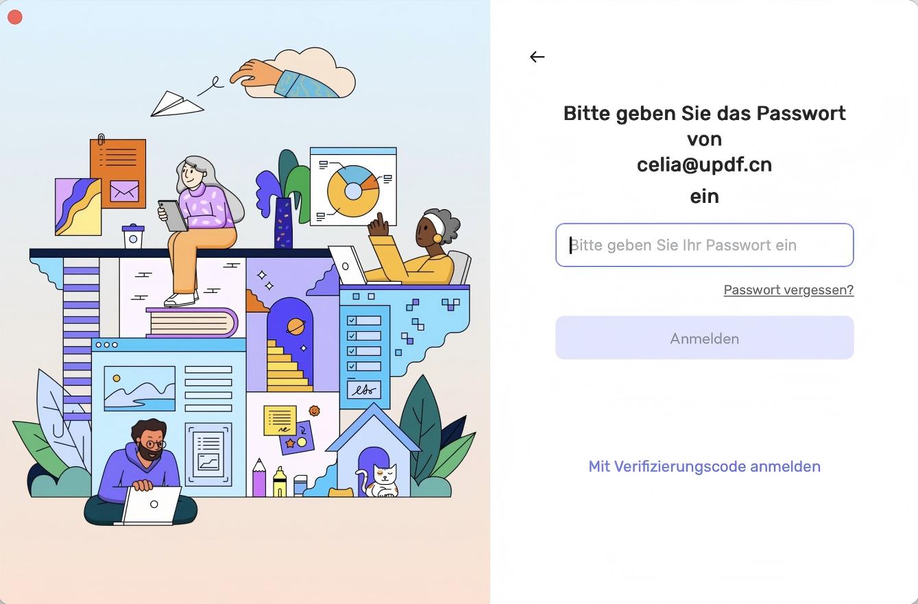 das Passwort eingeben