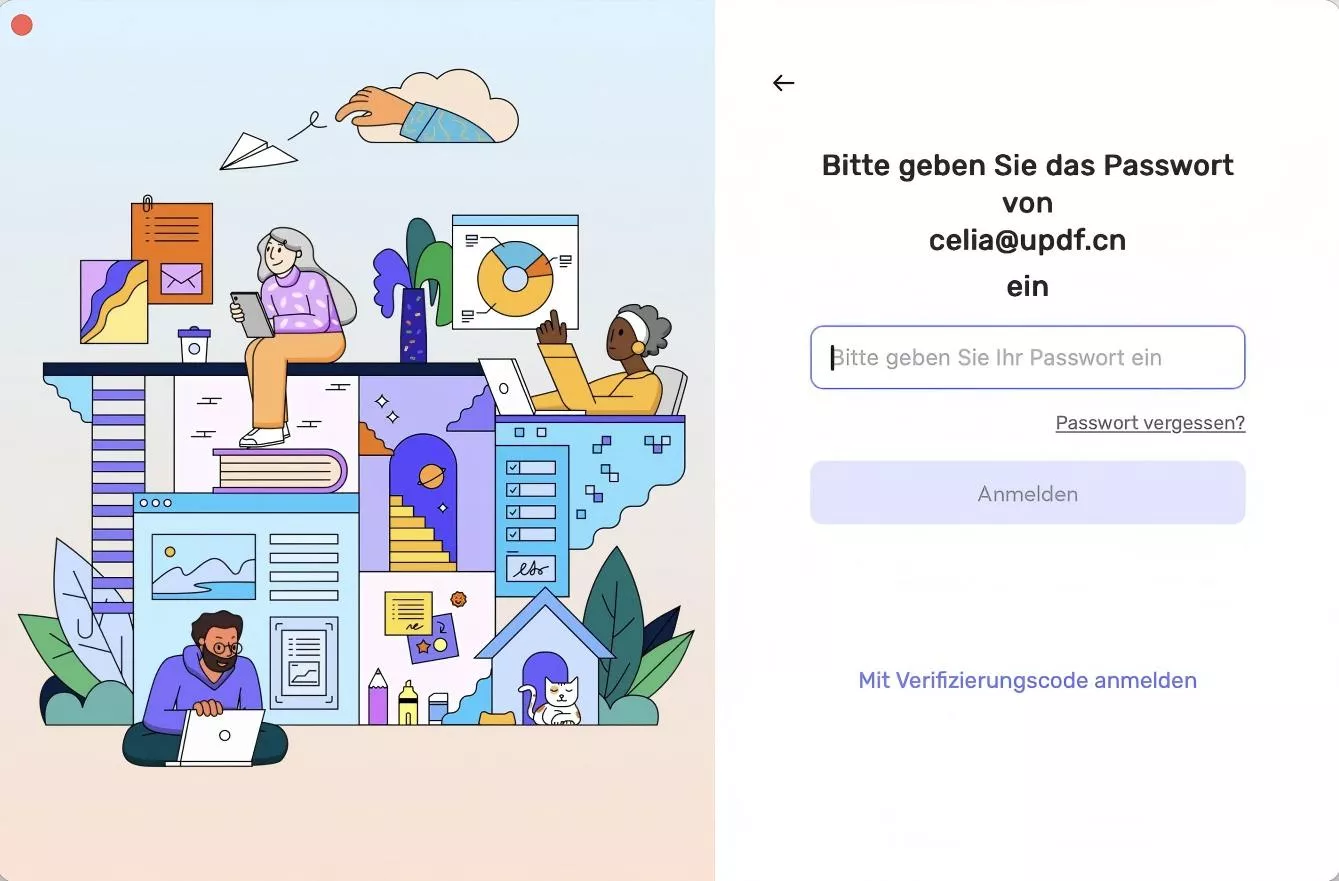 das Passwort eingeben