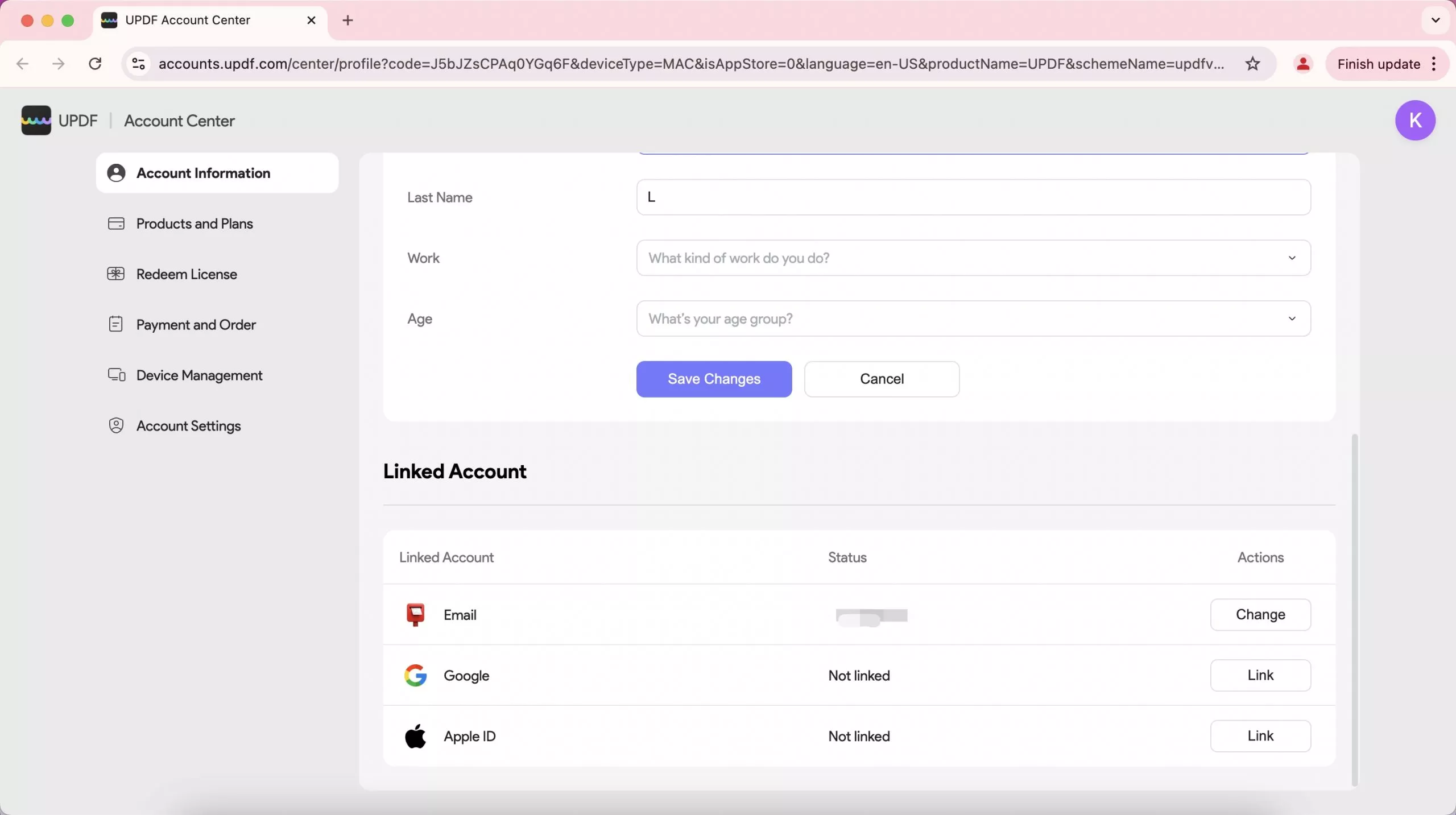 edit information