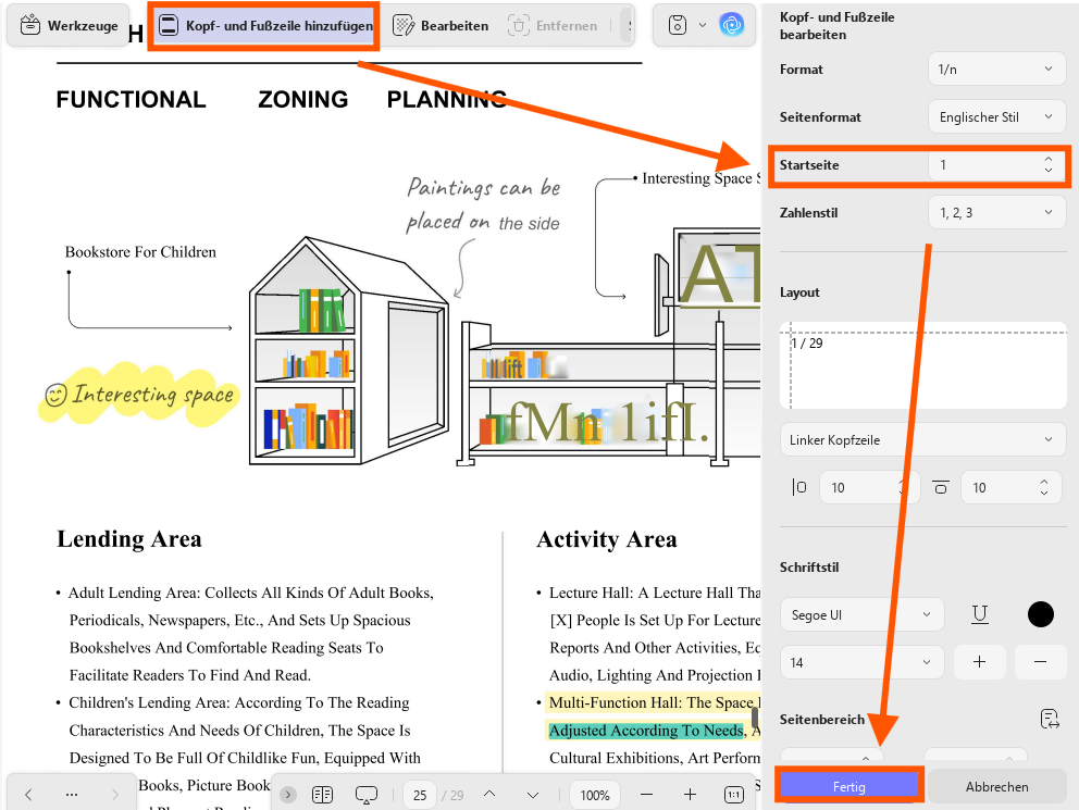 Startseite für PDF anpassen