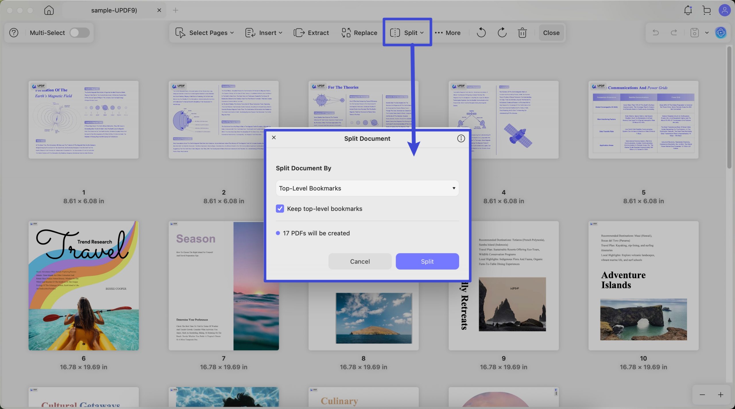 split by bookmarks updf mac