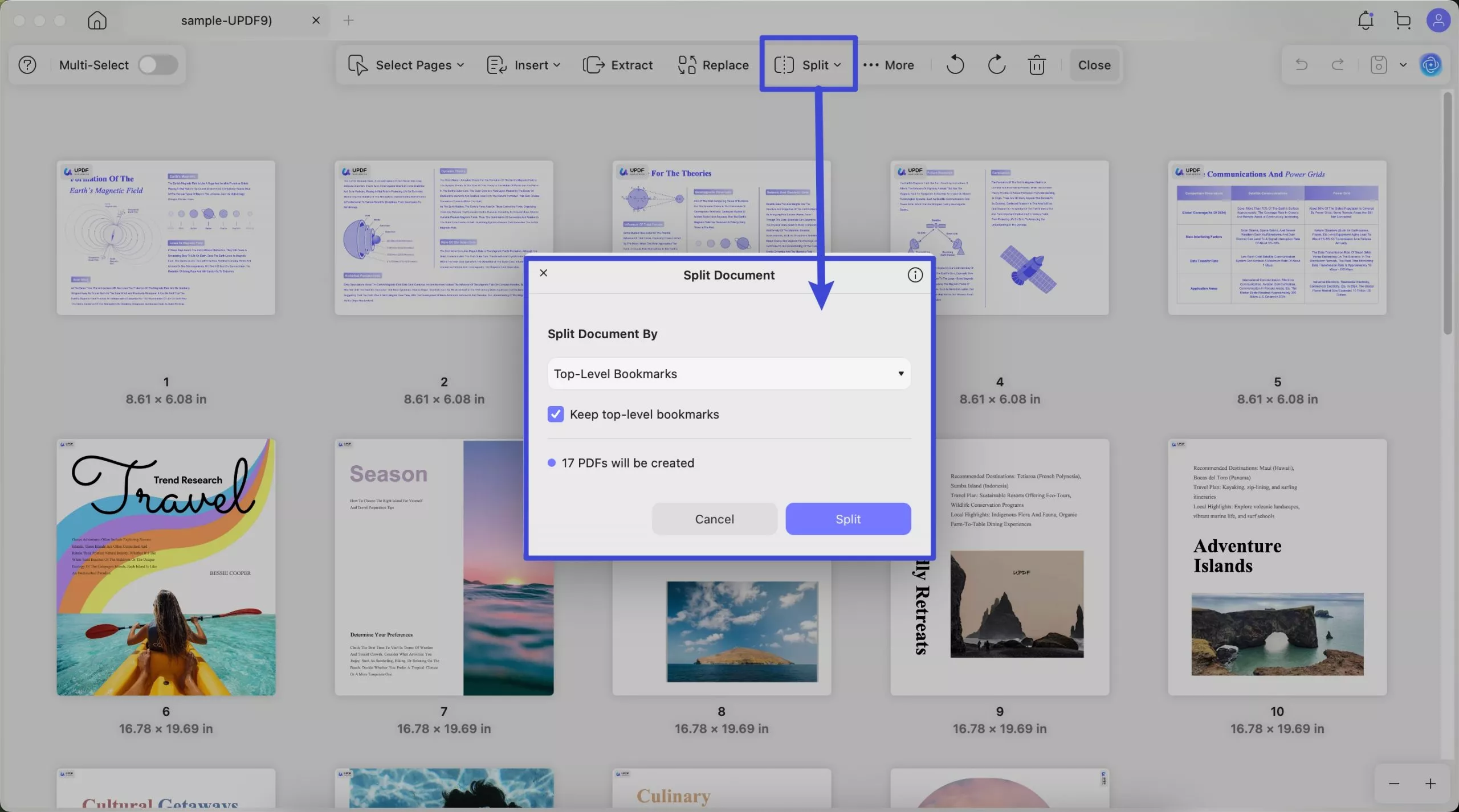 split by bookmarks updf mac