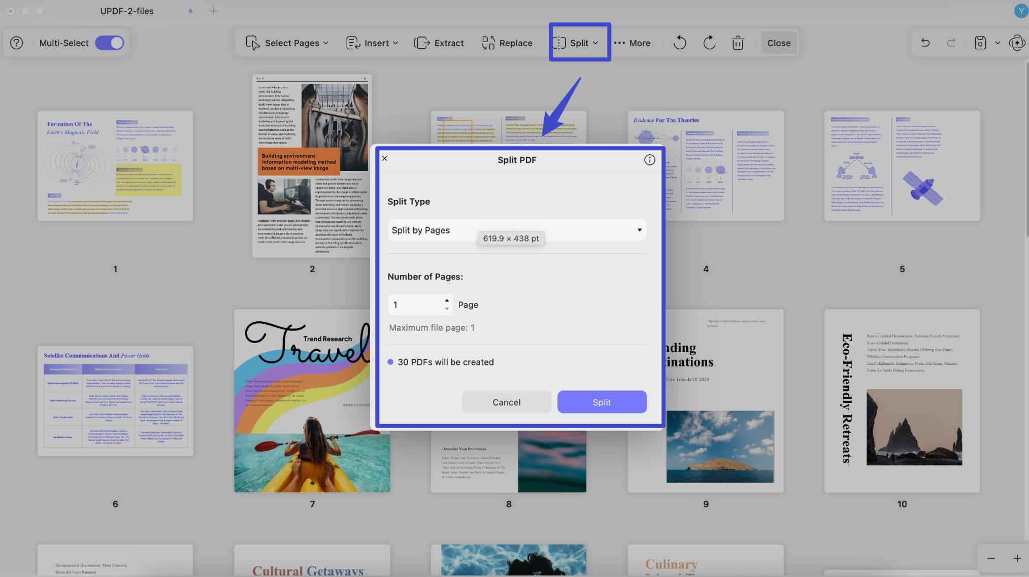 gesplitst per pagina updf mac