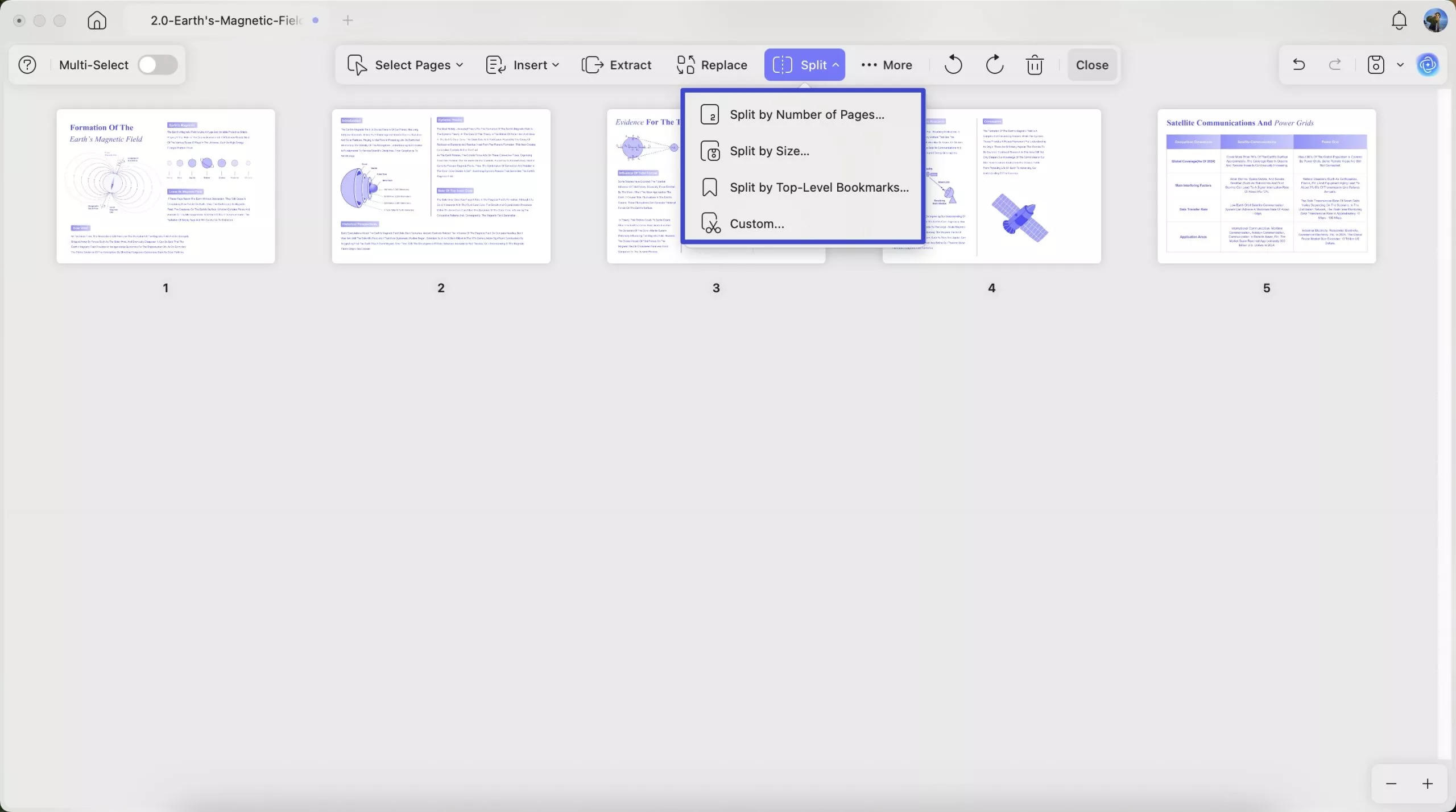 split page updf mac