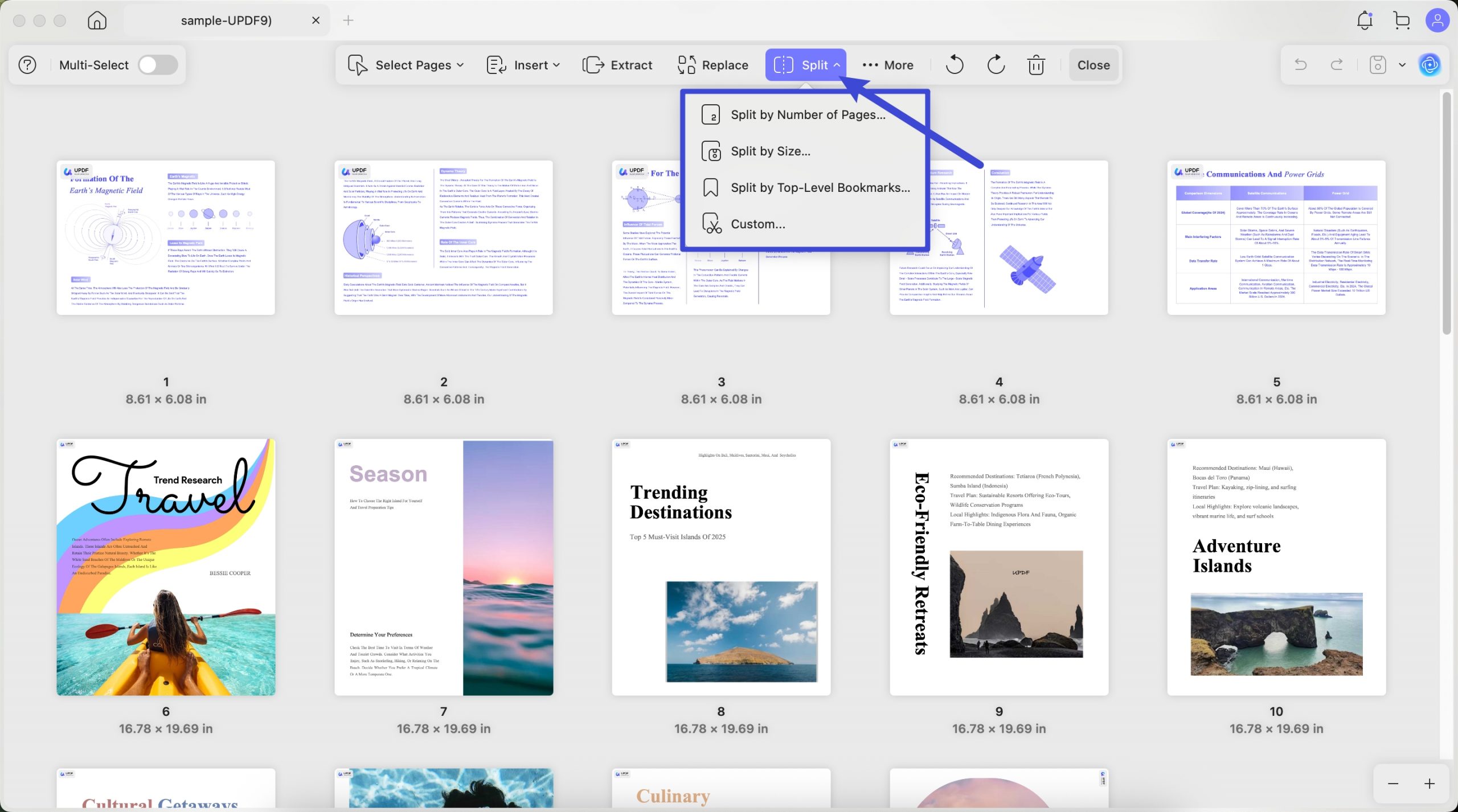 split page updf mac