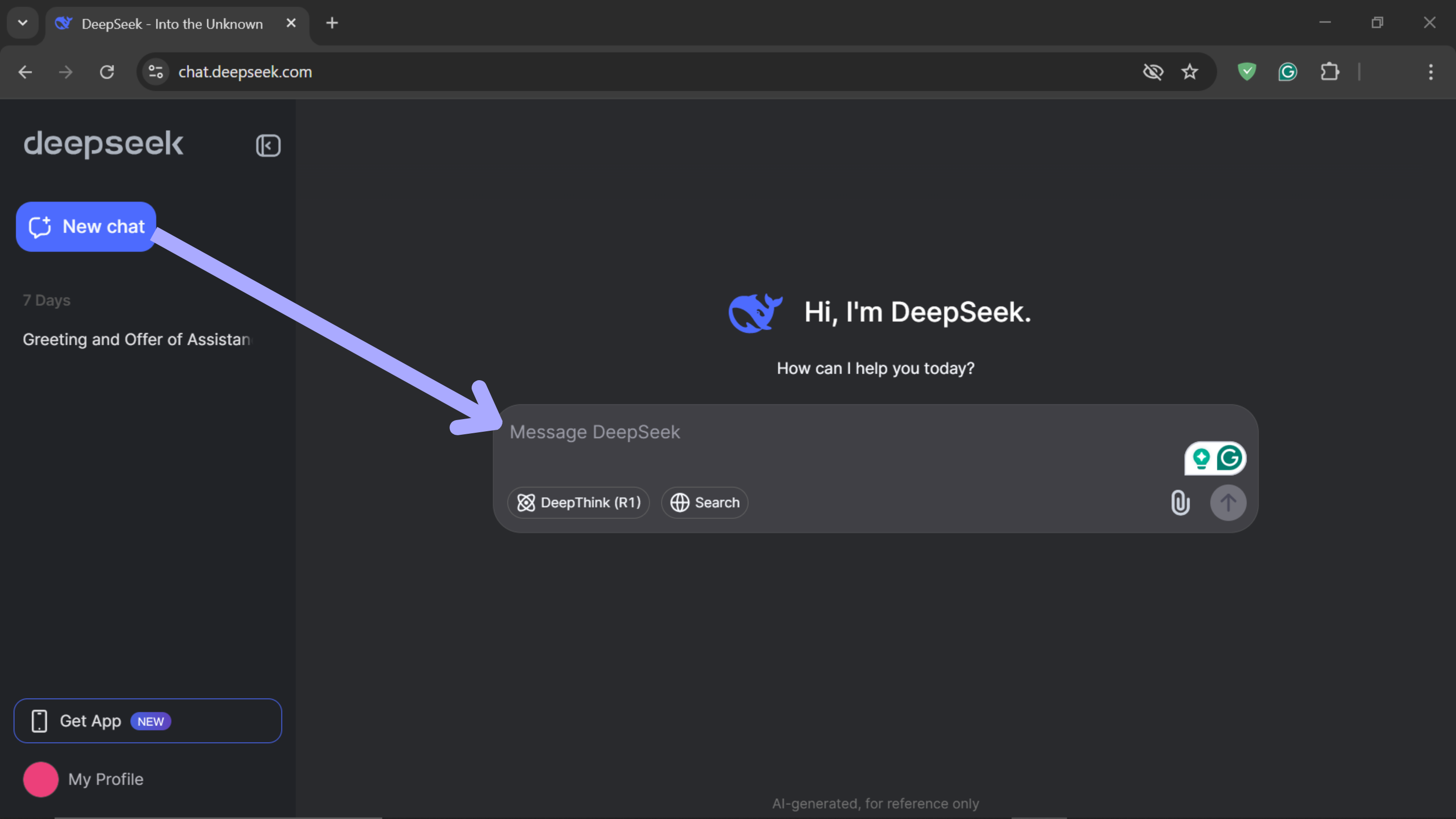 start a new chat deepseek