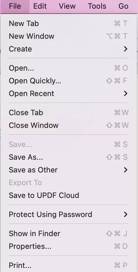 top toolbar