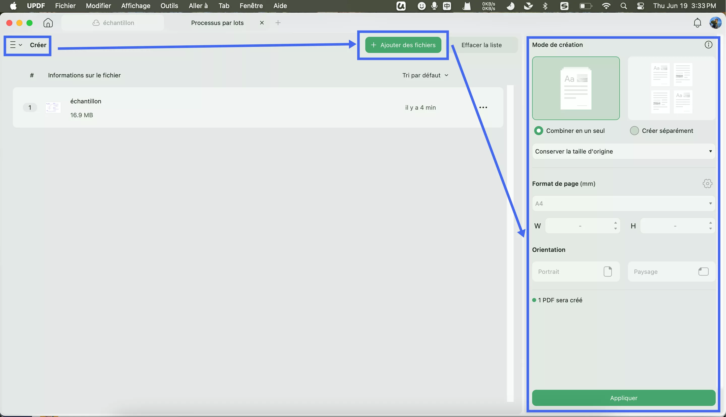 procéder à la création par lots de fichiers PDF UPDF pour Mac
