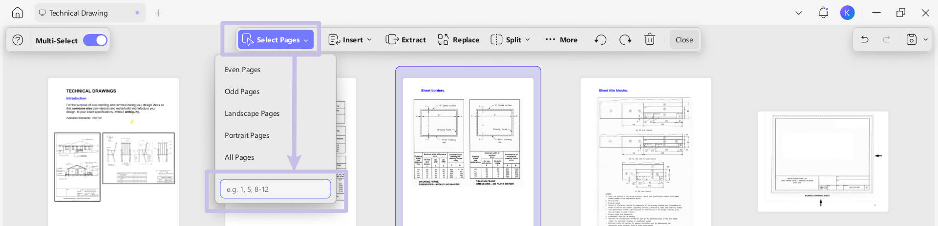 type page number