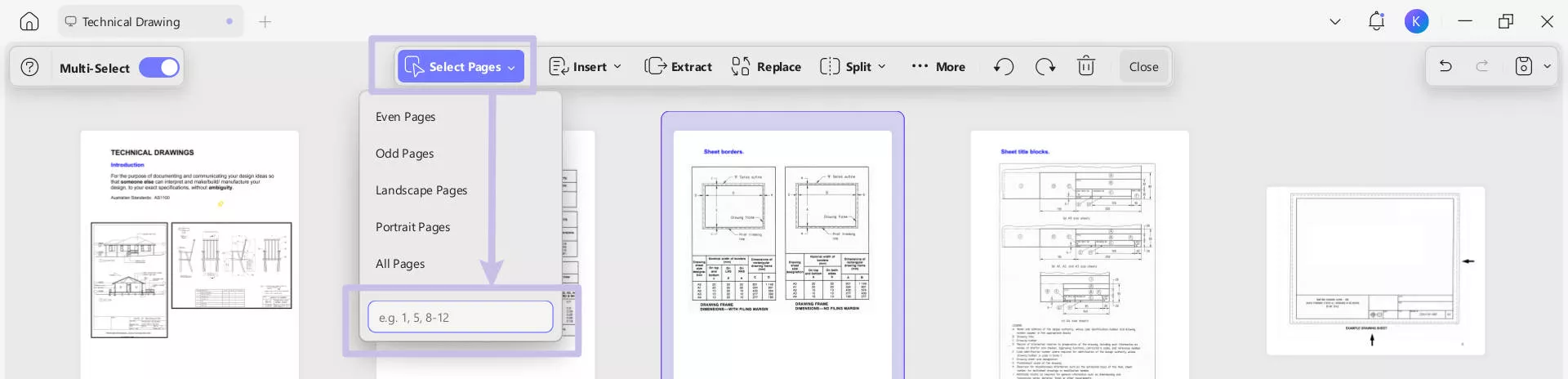 type page number