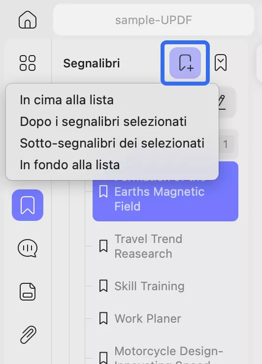 add bookmark to pdf with updf