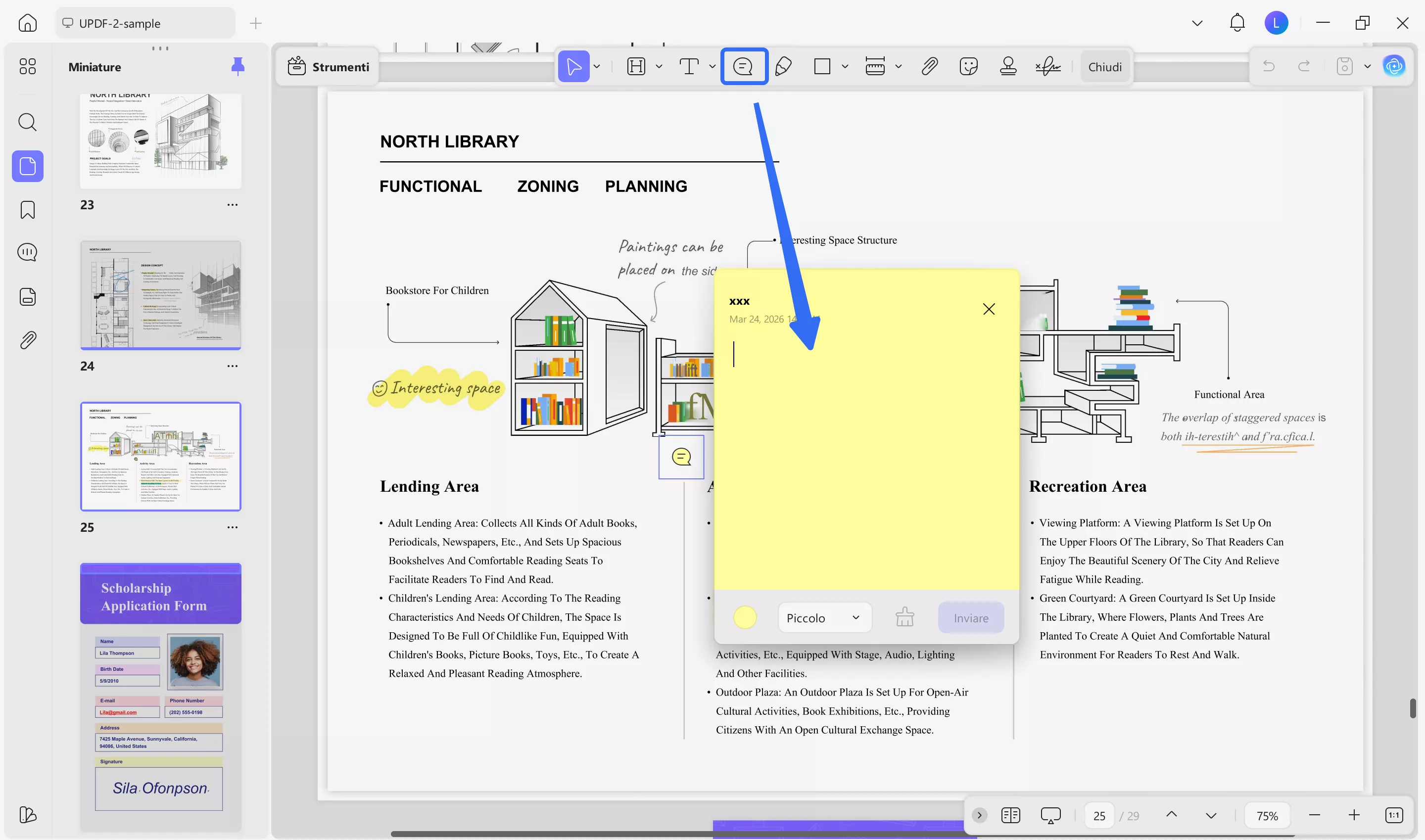 adding notes in updf