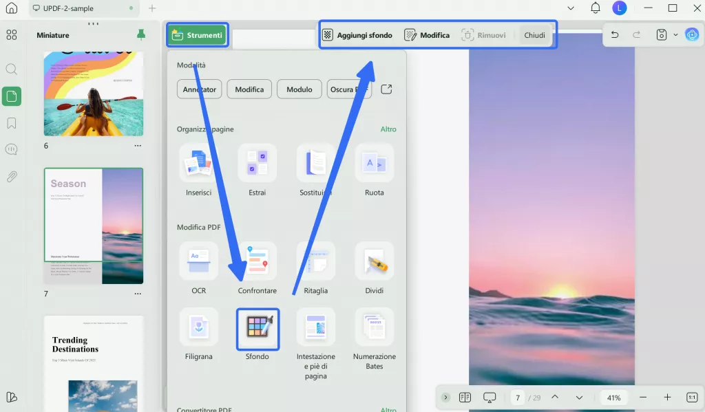 access background option from main menu