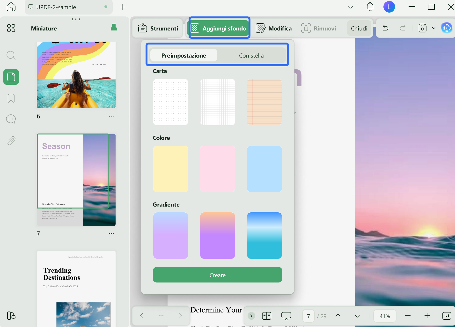 choose preset or starred option