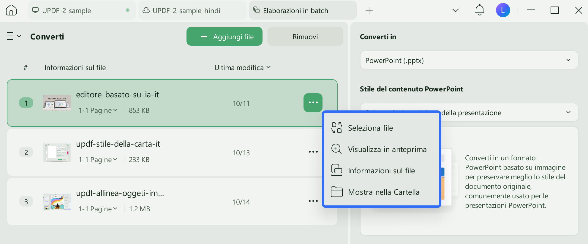 controllare impostazioni