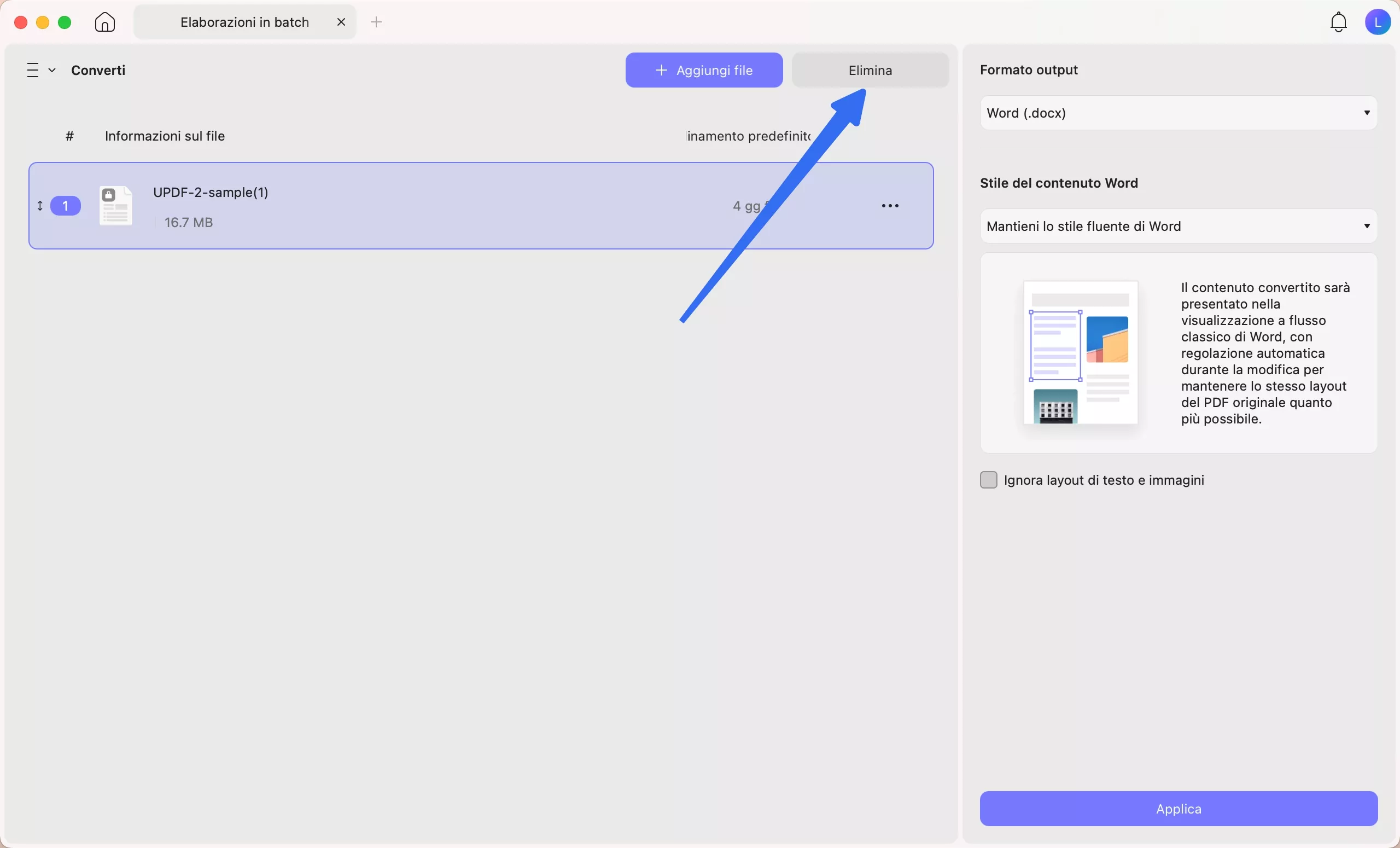 clear list in batch updf mac