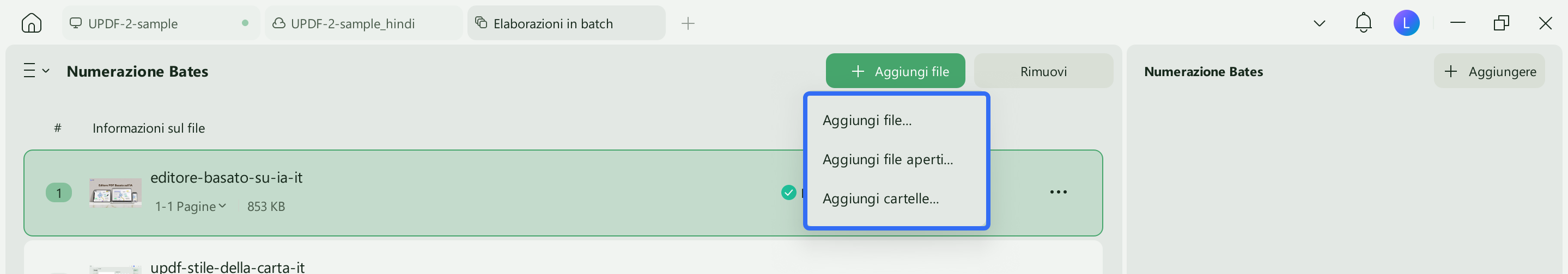add files to batch numbering updf windows 2