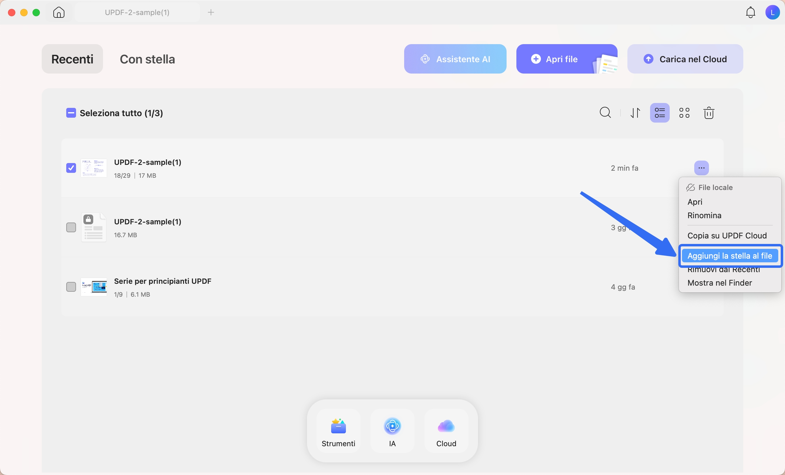 add star to file