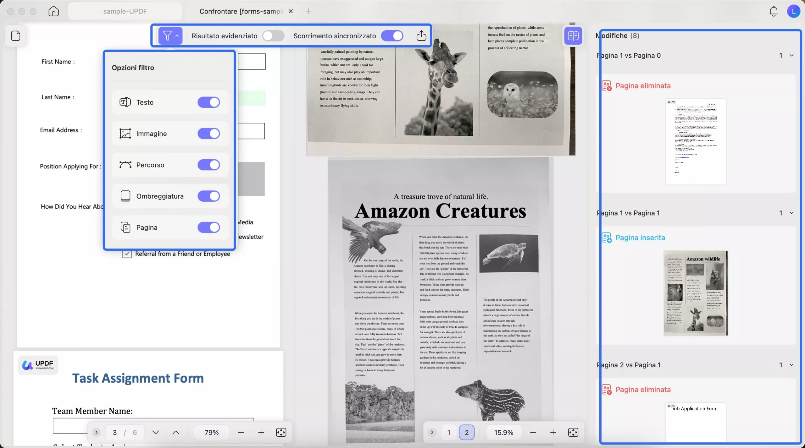 view results of comparison updf mac