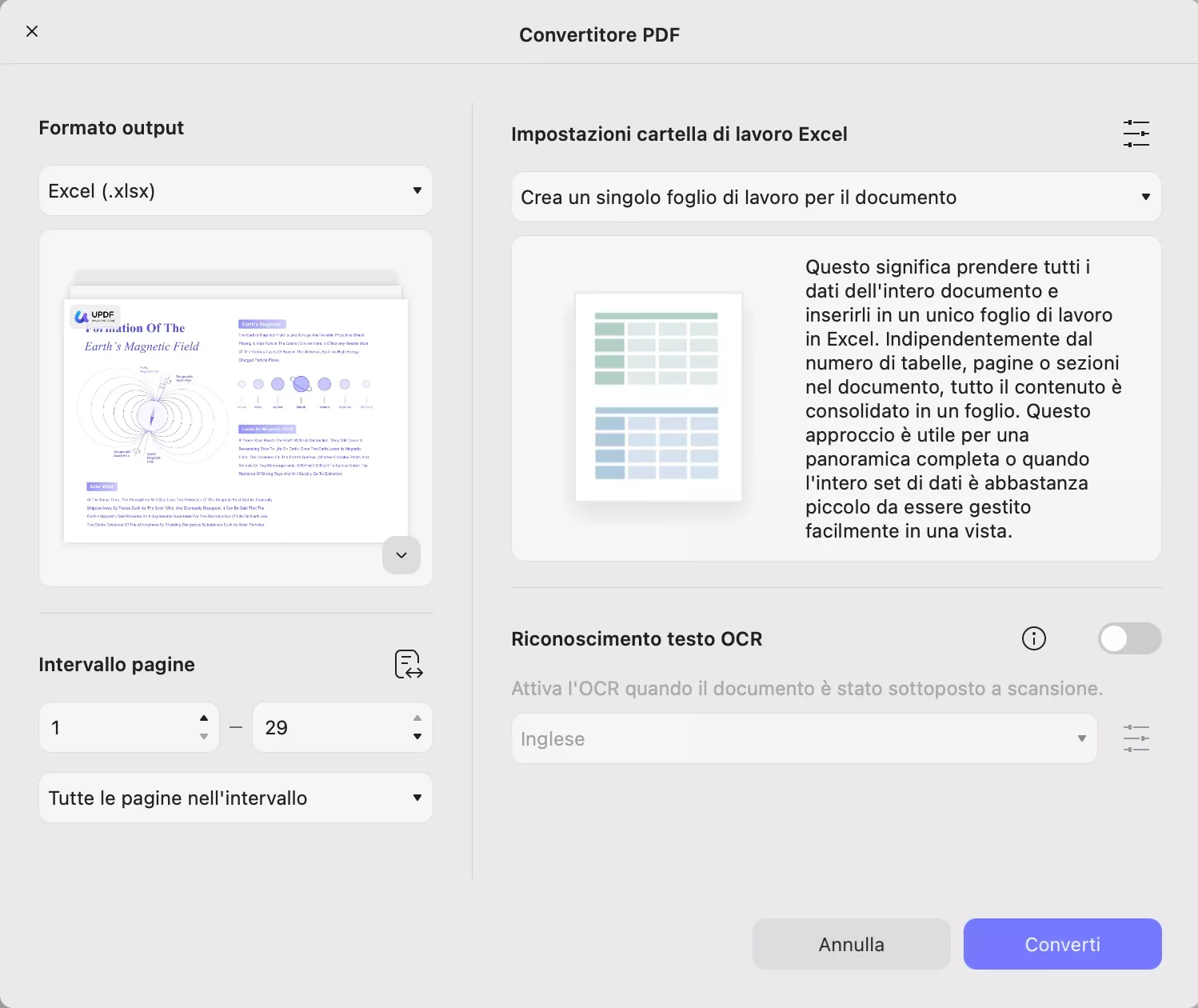 pdf to excel updf mac