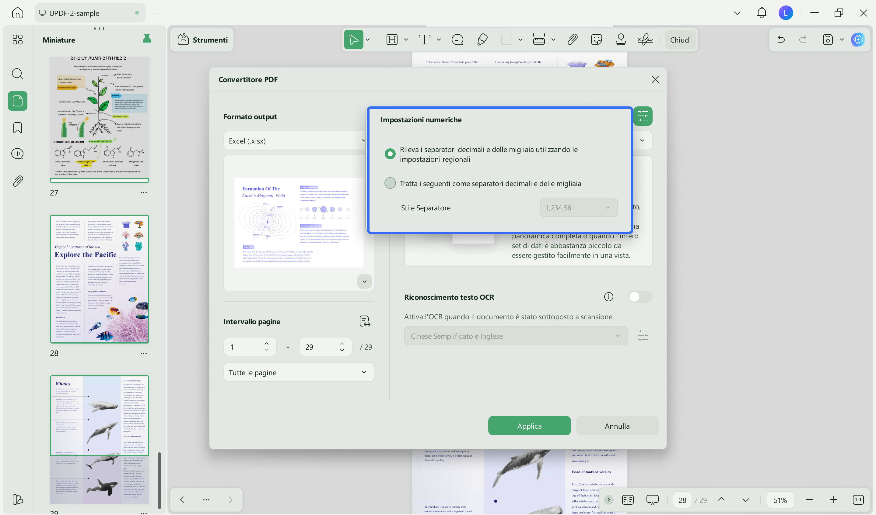adjust numeric settings for excel file updf windows 2