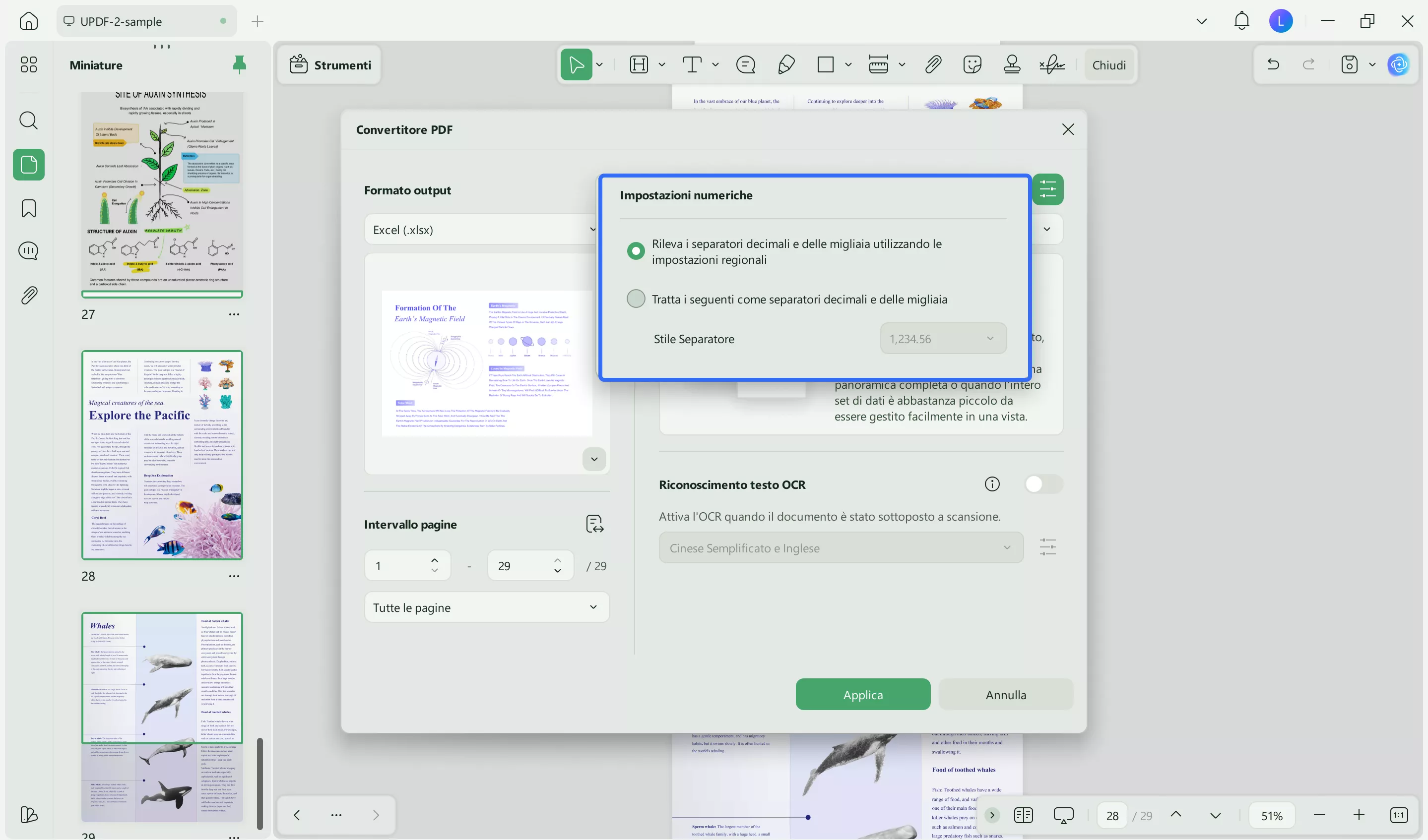 adjust numeric settings for excel file updf windows 2