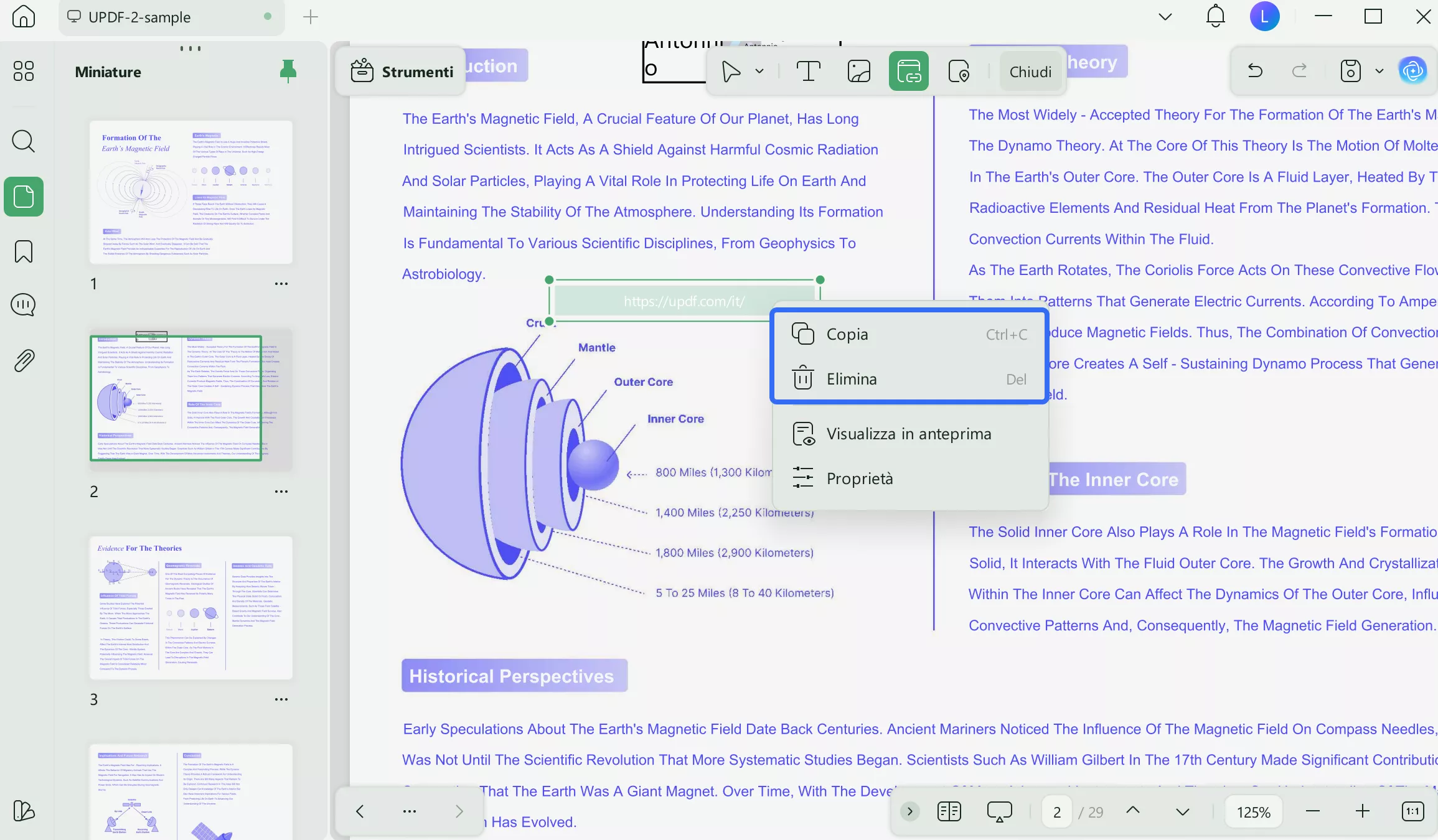 delete or copy link on pdf