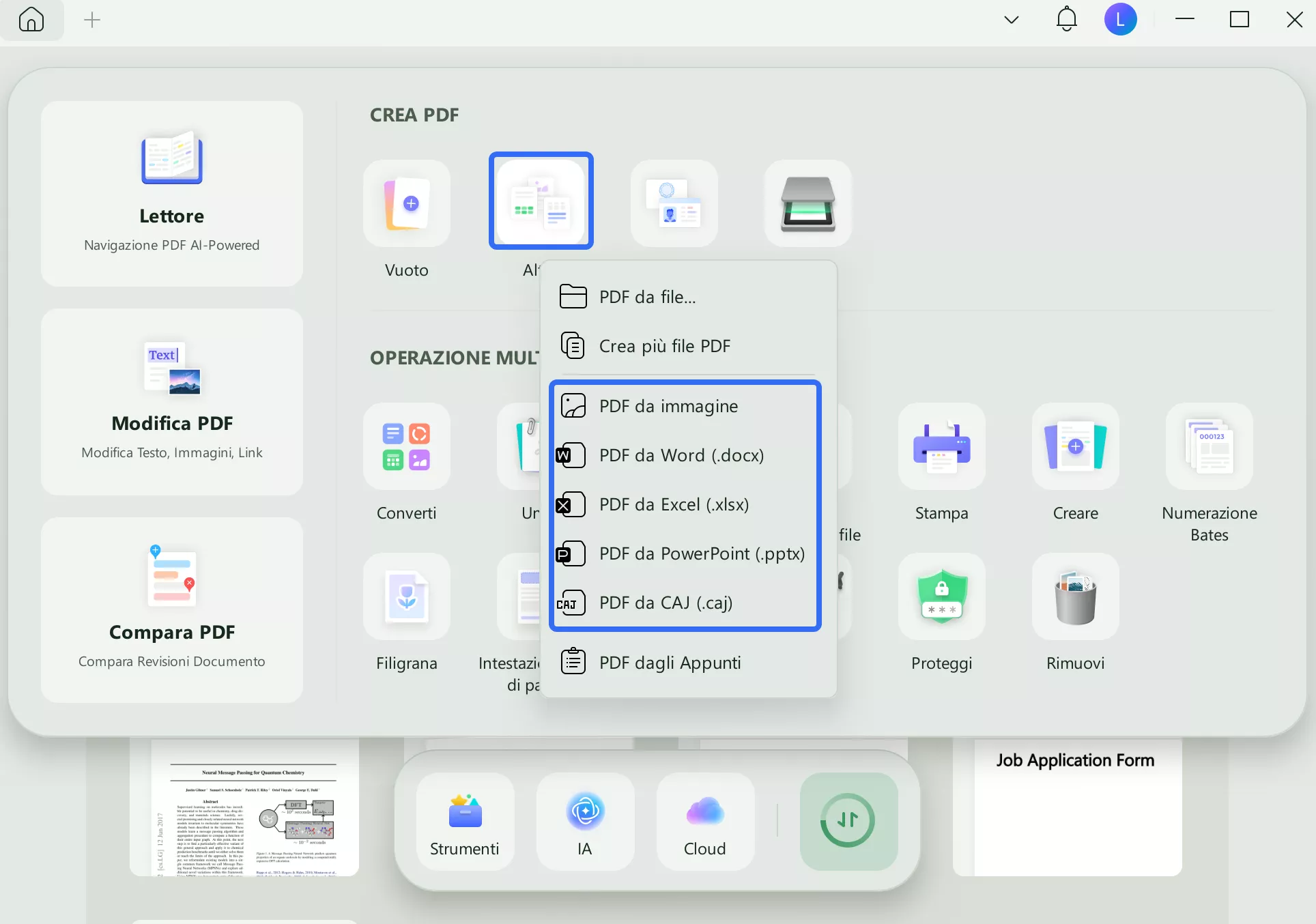 Crea un PDF da un file Word/Excel/PowerPoint/CAJ