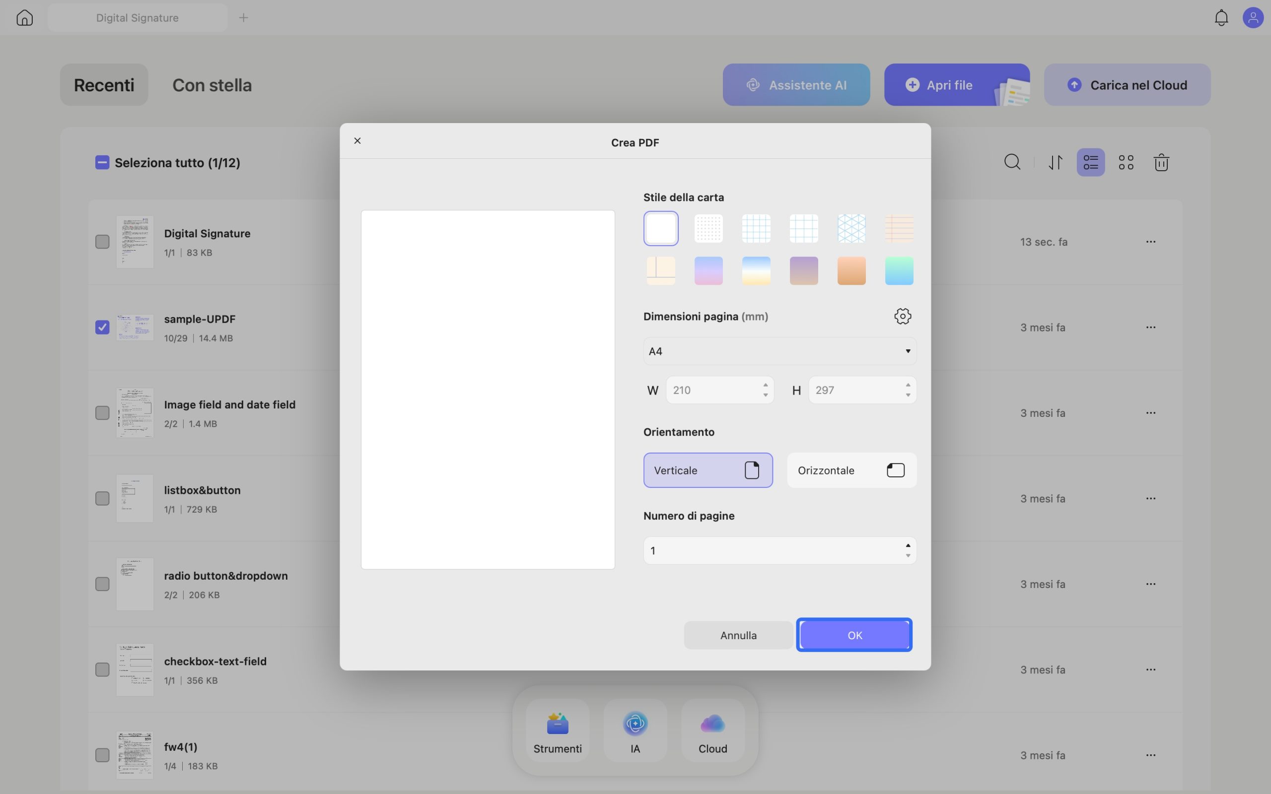 select blank page style