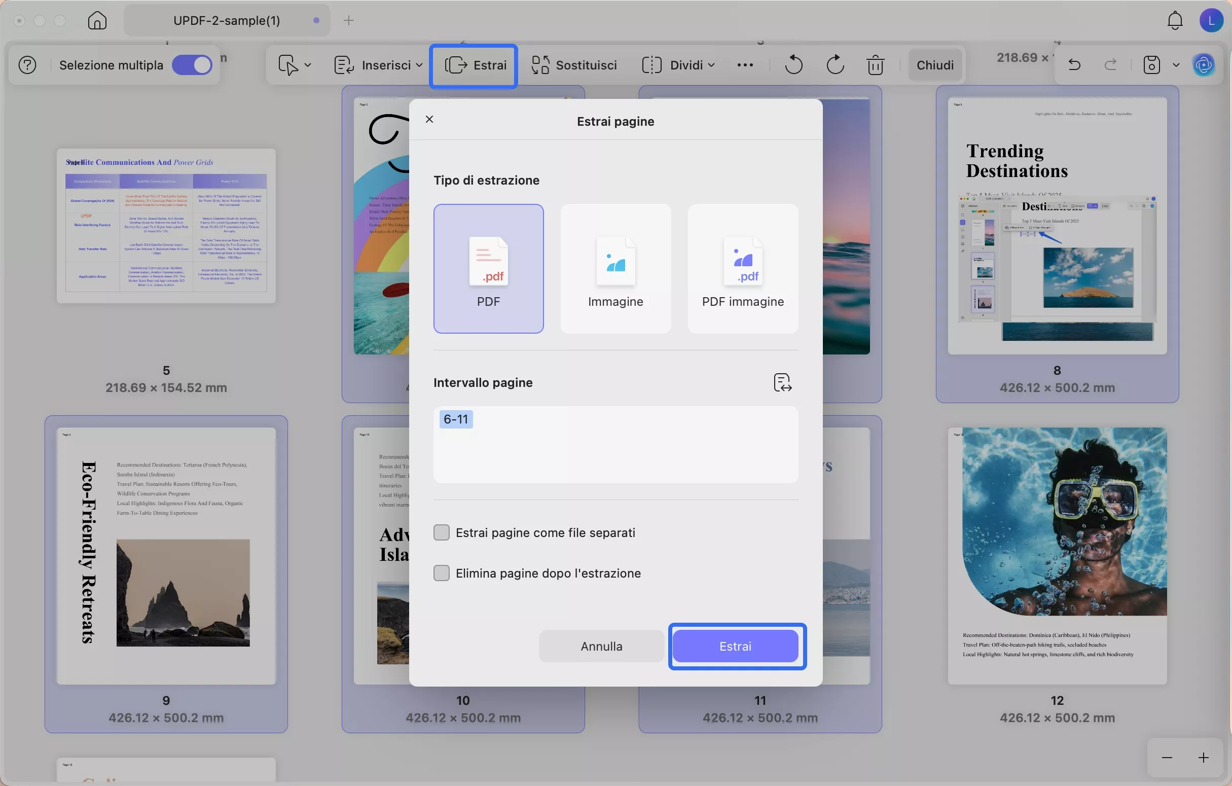 extract page updf mac