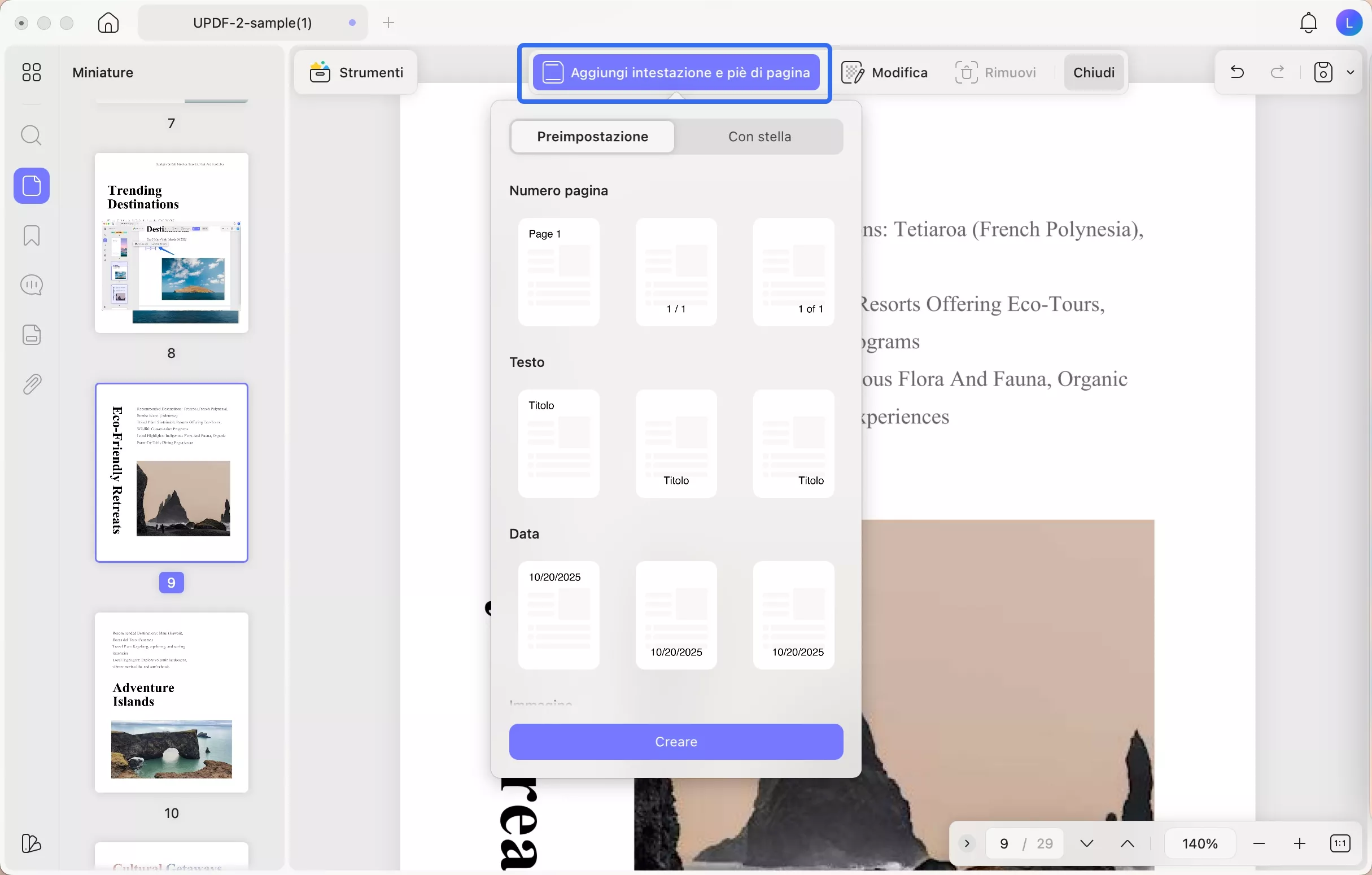 select header and footer