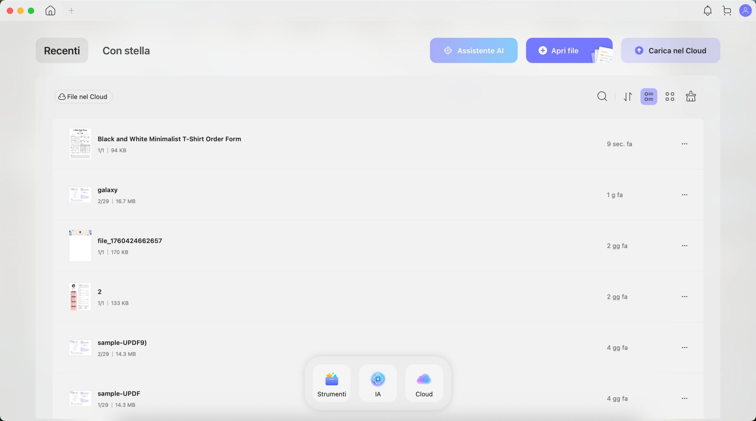 recent interface