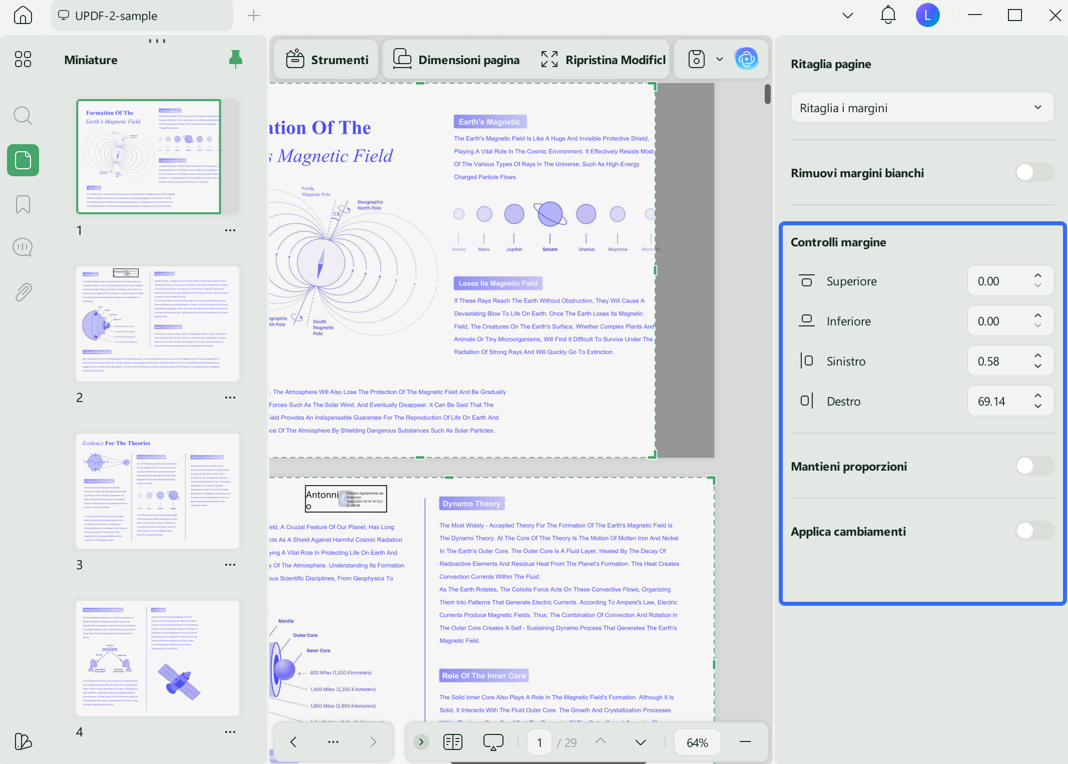 set pdf page margins