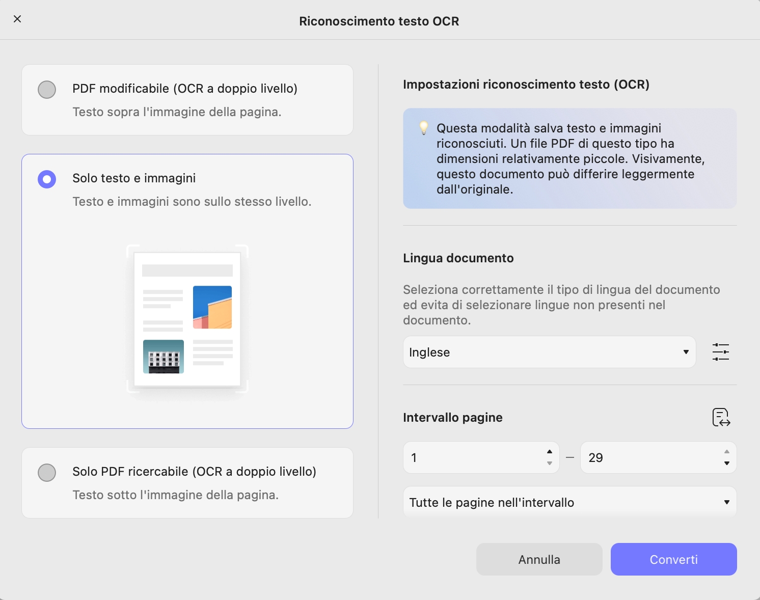 perform text and pictures only ocr updf mac