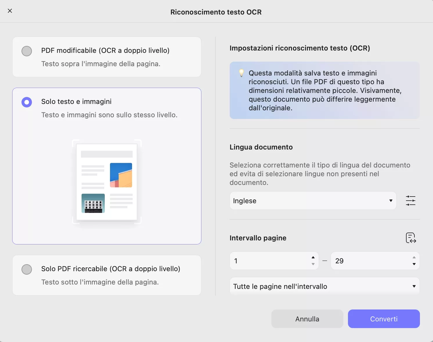 perform text and pictures only ocr updf mac