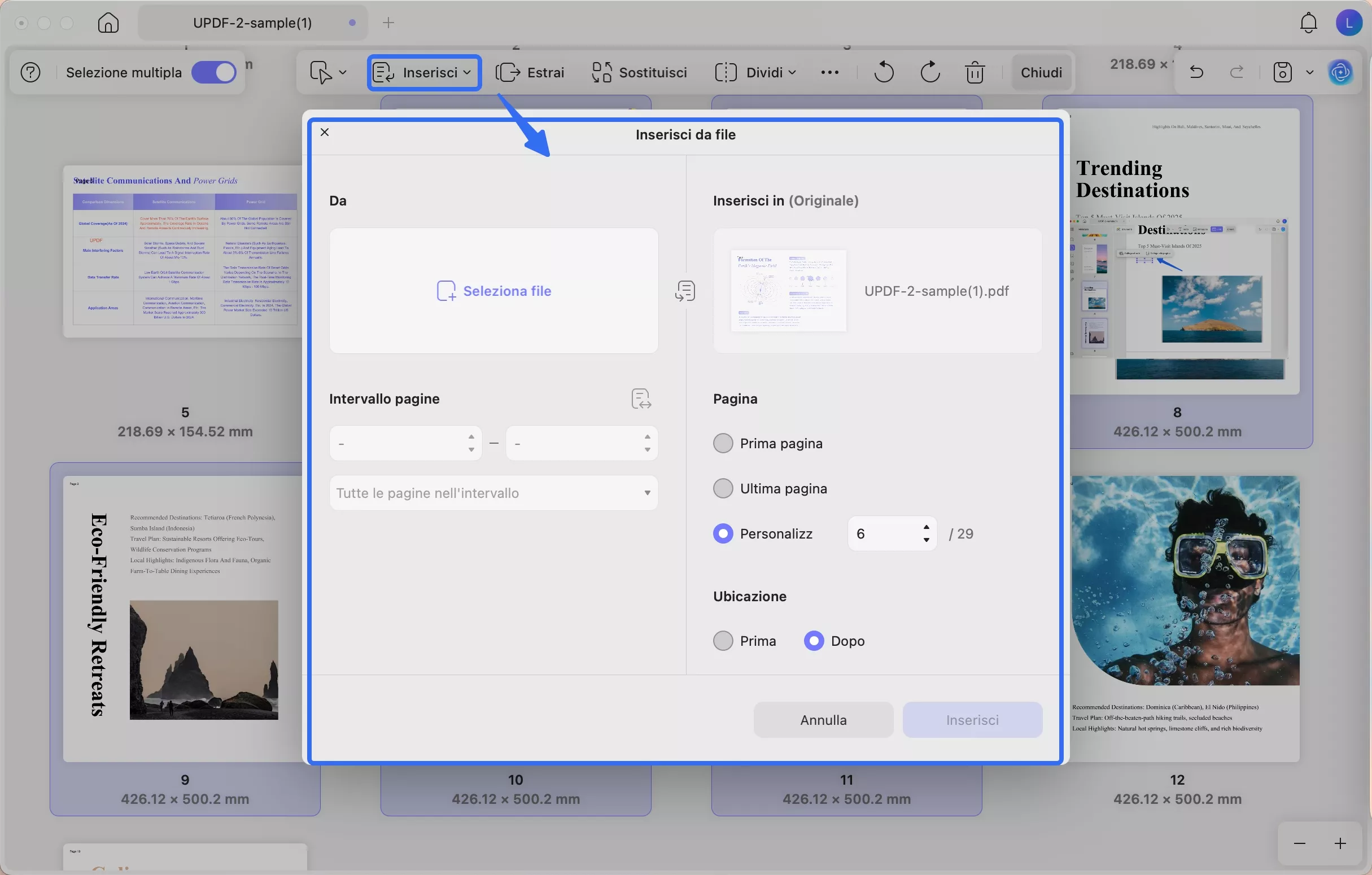insert from file updf mac