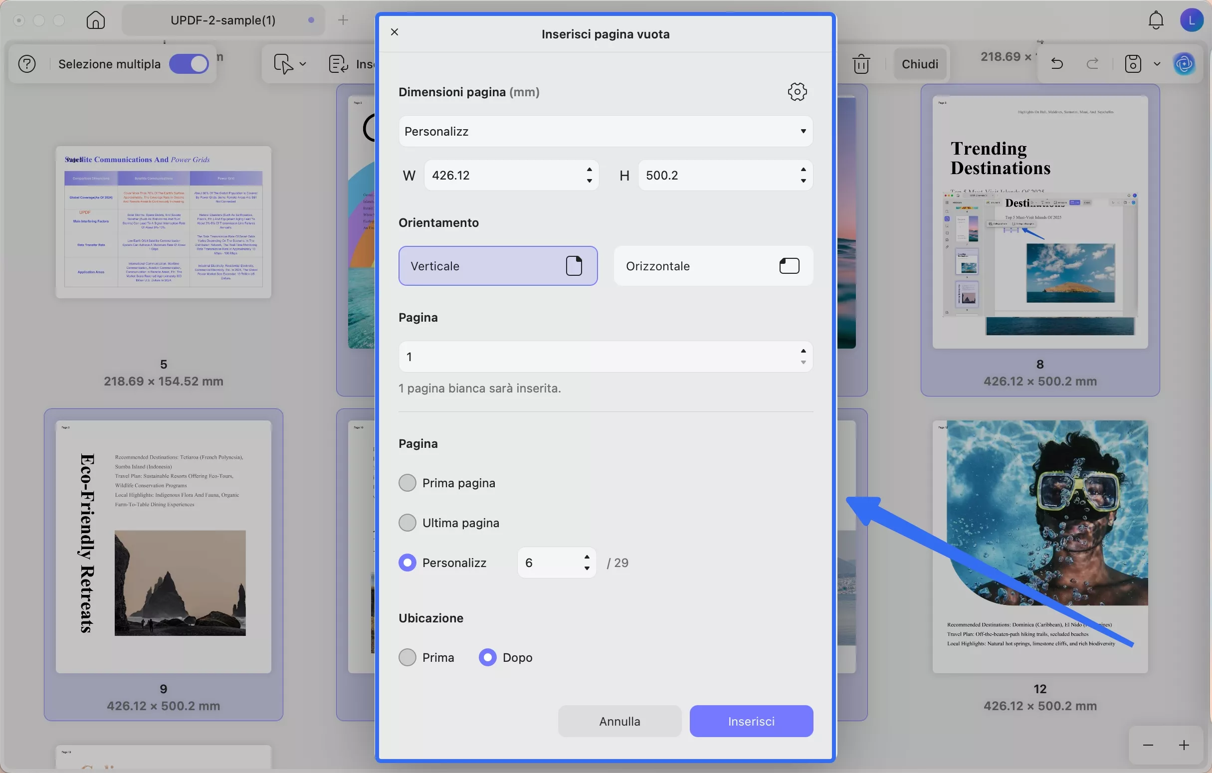 insert blank page updf mac