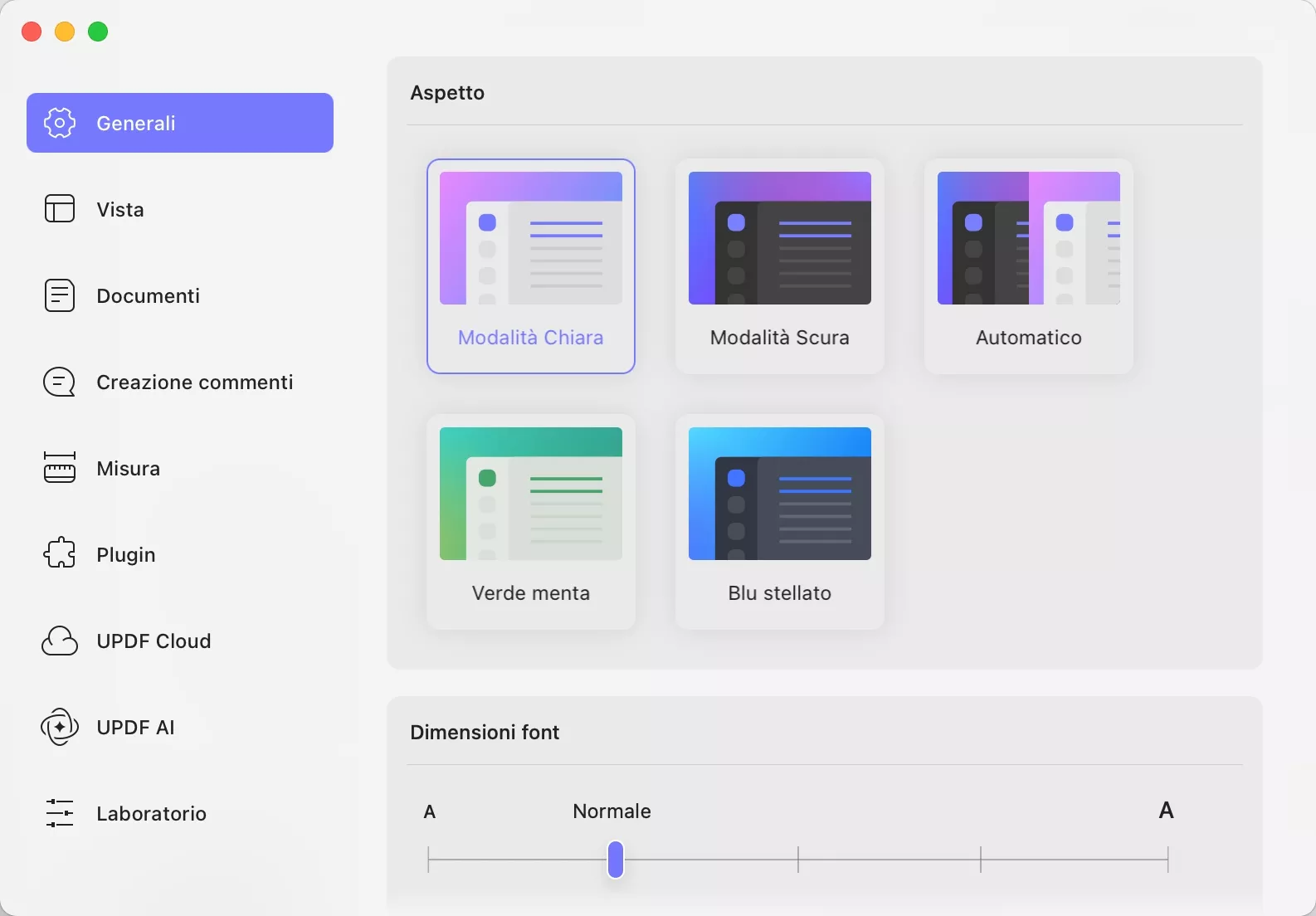 change appearance and font size updf mac
