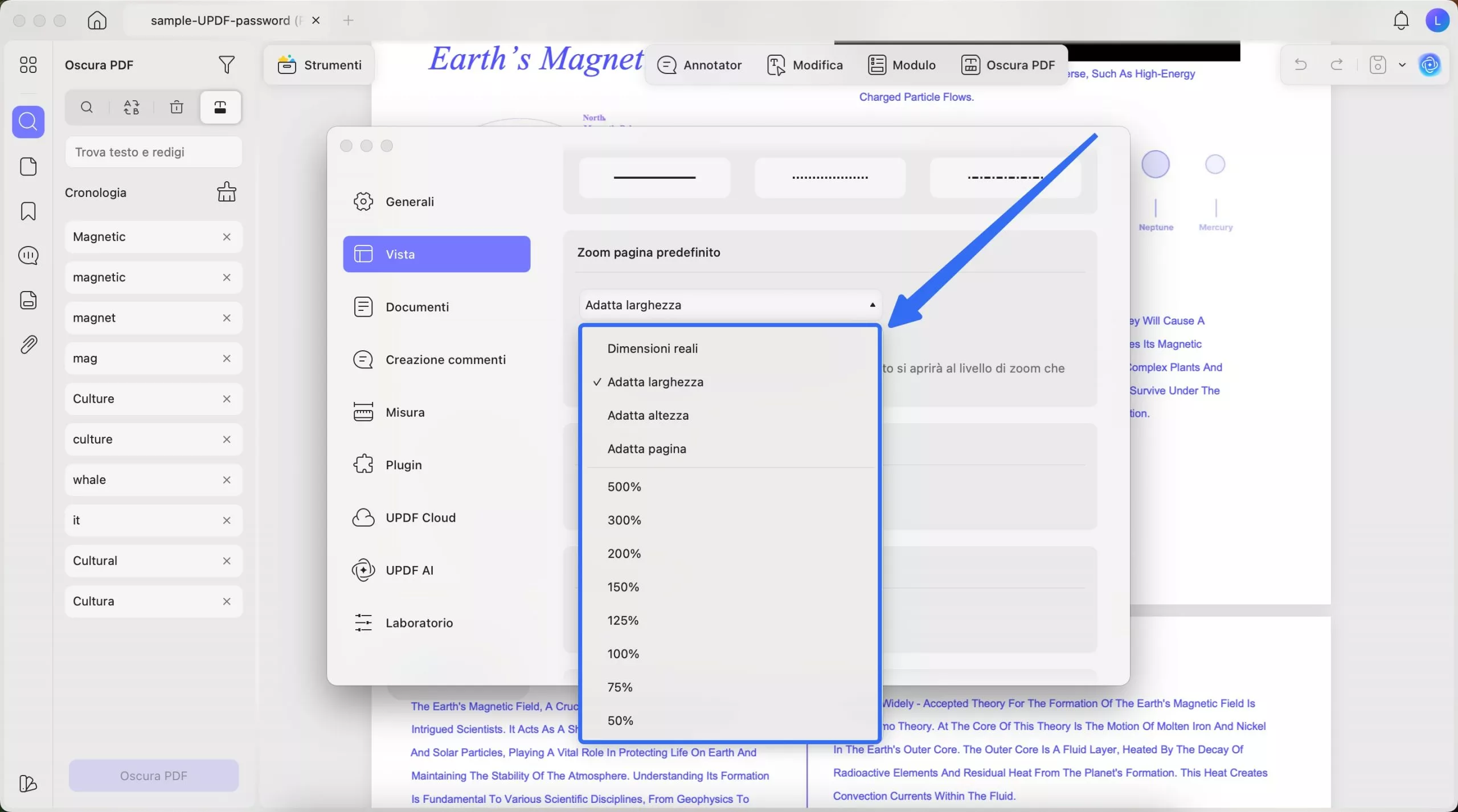 default page zoom updf mac