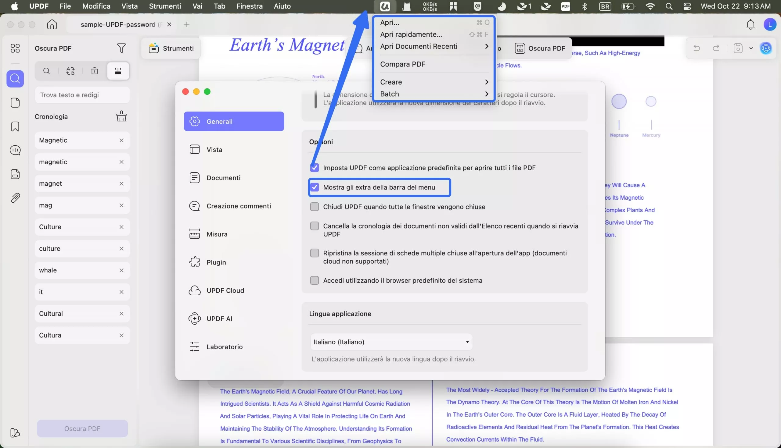 general settings for updf mac