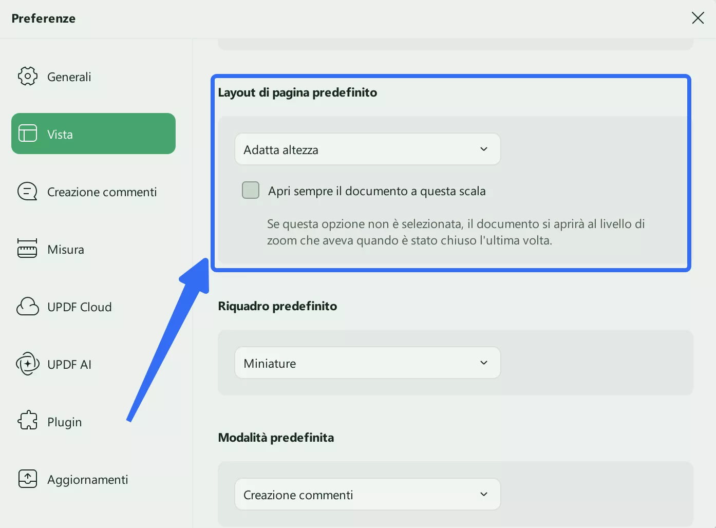 default page layout settings updf windows 2