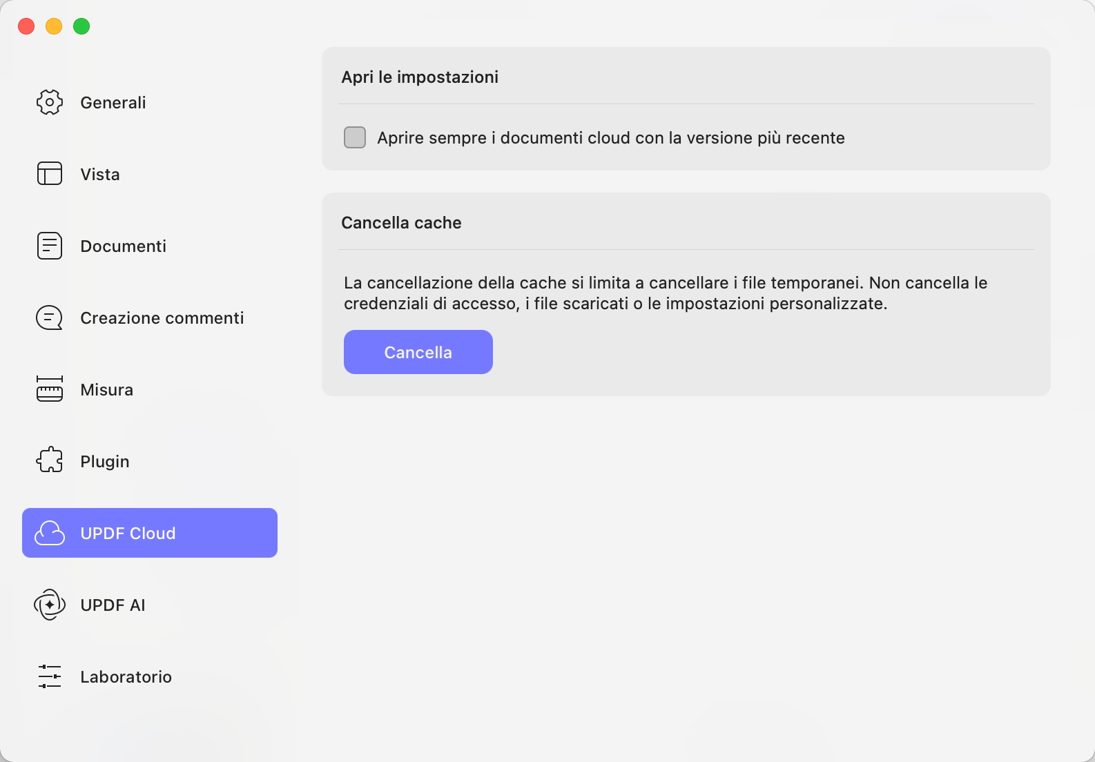 cloud preferences updf mac