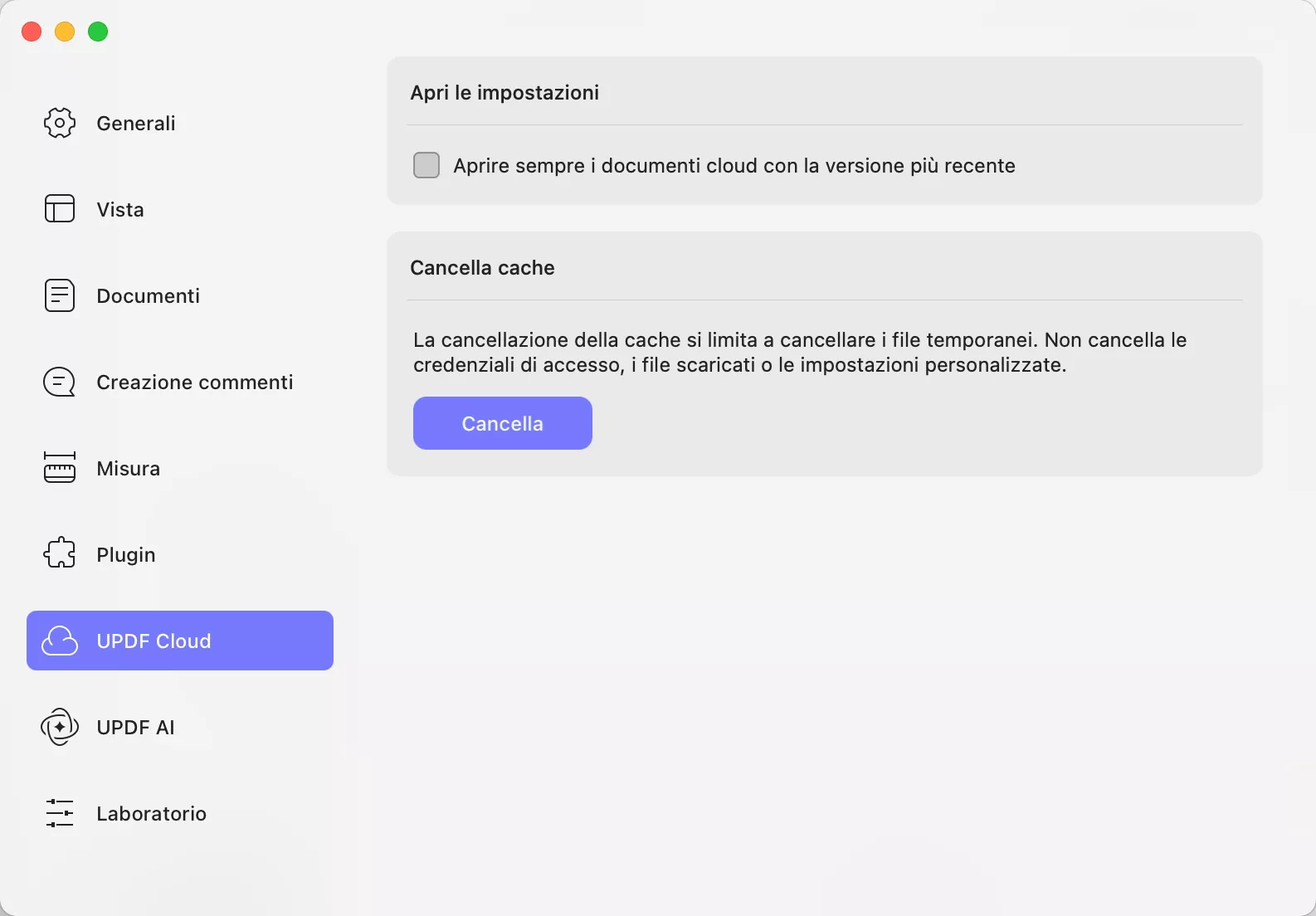 cloud preferences updf mac