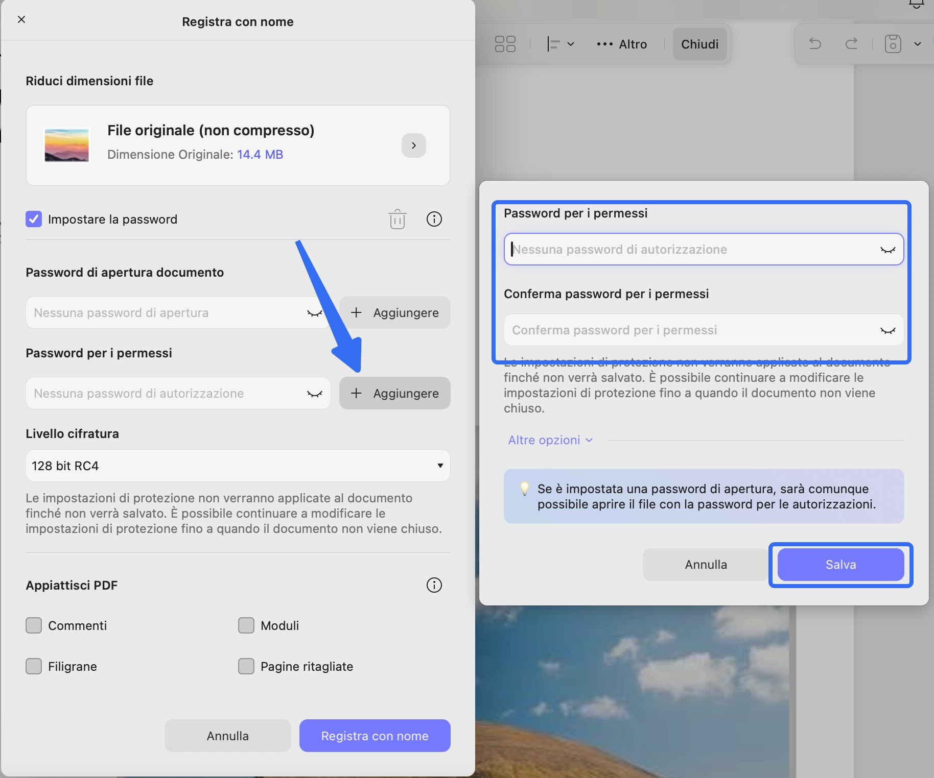 set permission password updf mac